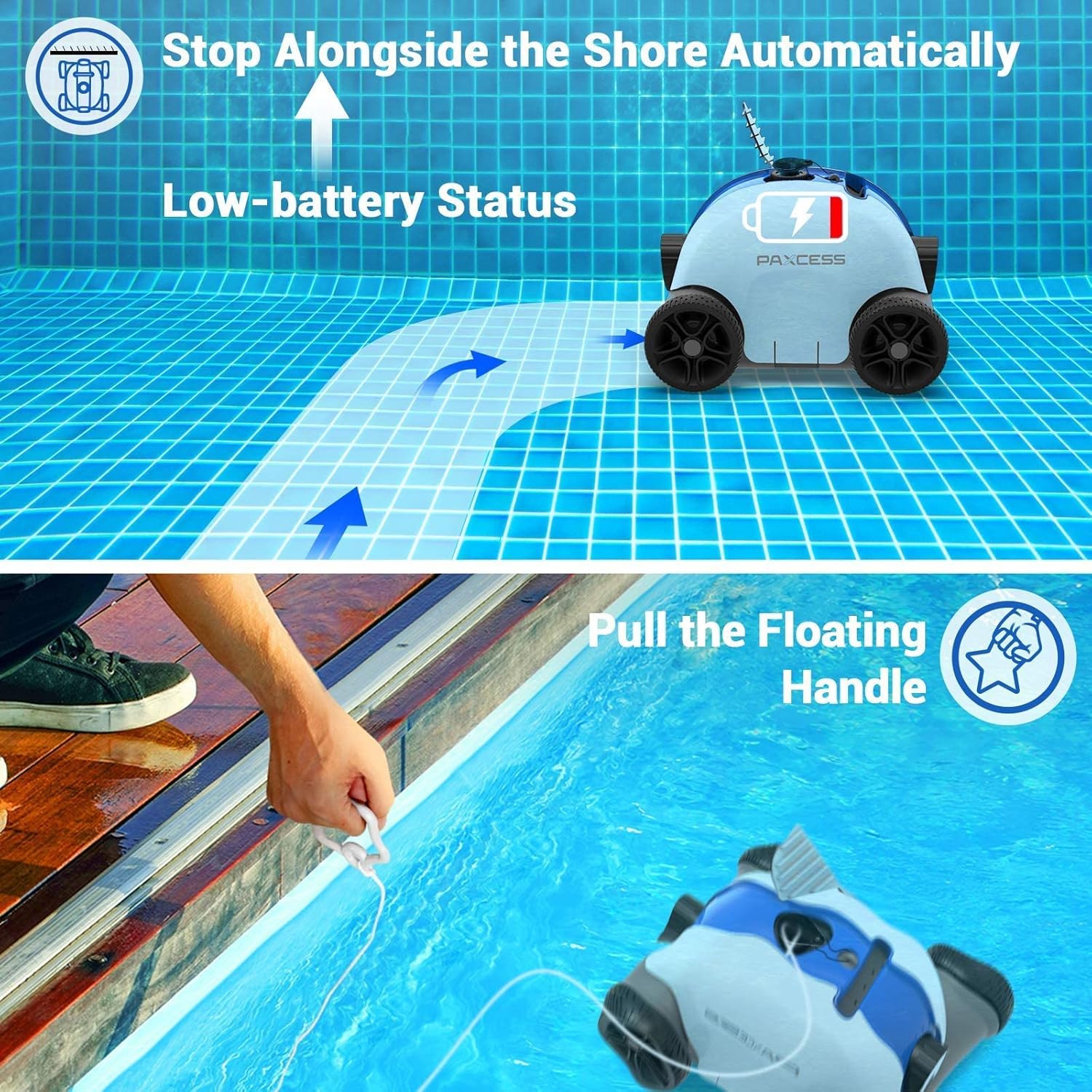 Buy PAXCESS Cordless Robotic Pool Cleaner Automatic Pool Robot Vacuum & Electronic Drum Set 9