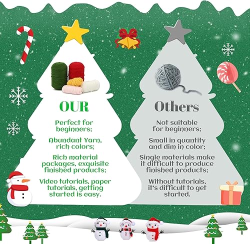 Miniatura 5 de Pnytty Kits de ganchillo para principiantes, kits de ganchillo de Navidad para adultos principiantes, kit completo de iniciadores de ganchillo de