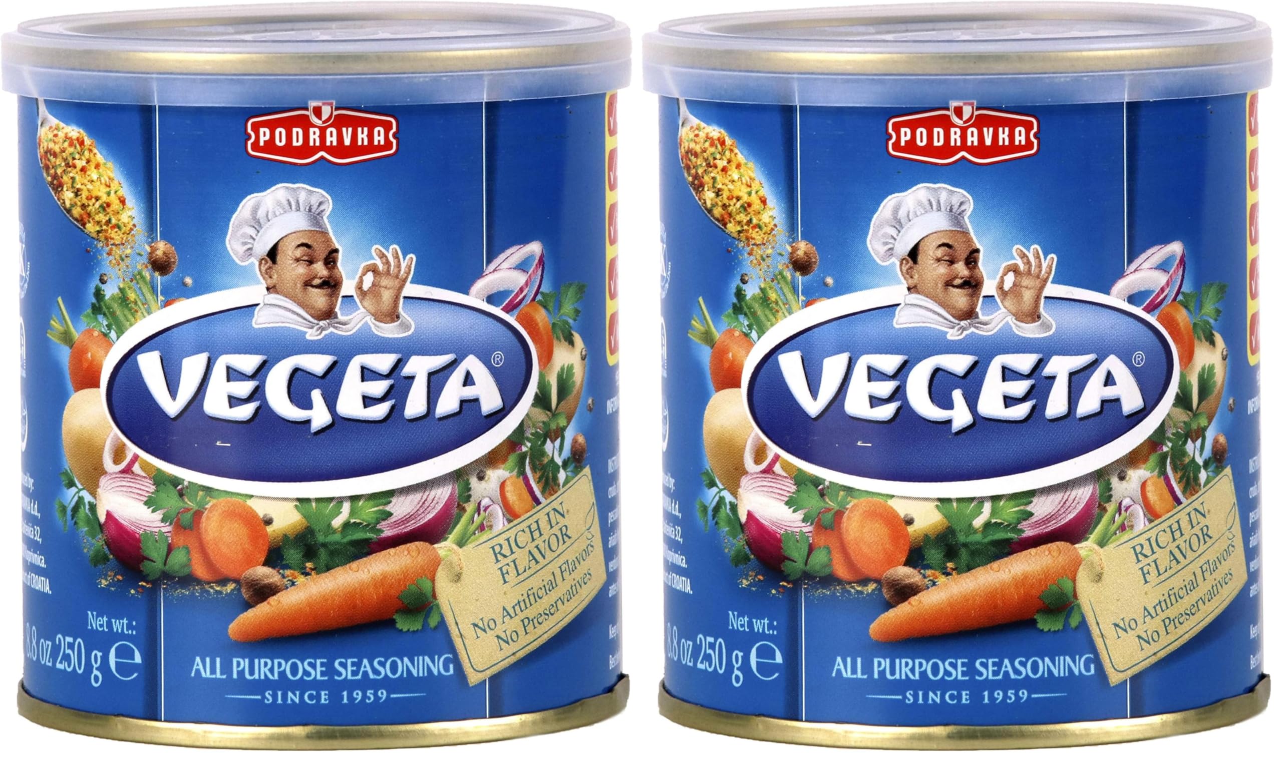 Vegeta All Purpose Seasoning Mix, Can 8.8 oz (250 g) (Pack of 2)