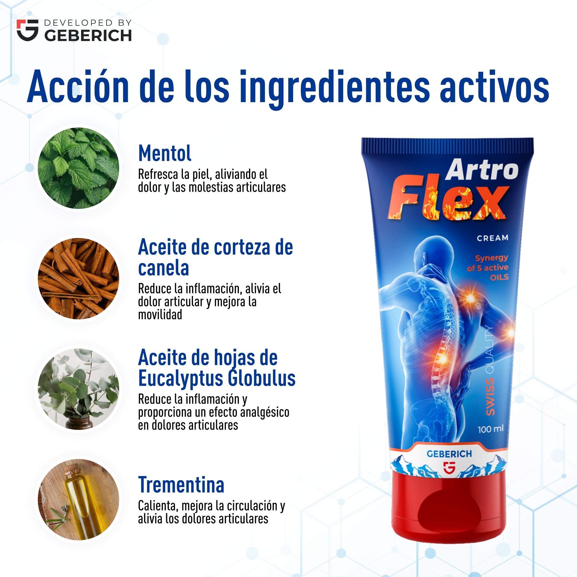 Artroflex Crema Articular 100 ml – Alivia el dolor articular – Reduce la inflamación y la hinchazón – Crema para mejorar la movilidad y flexibilidad