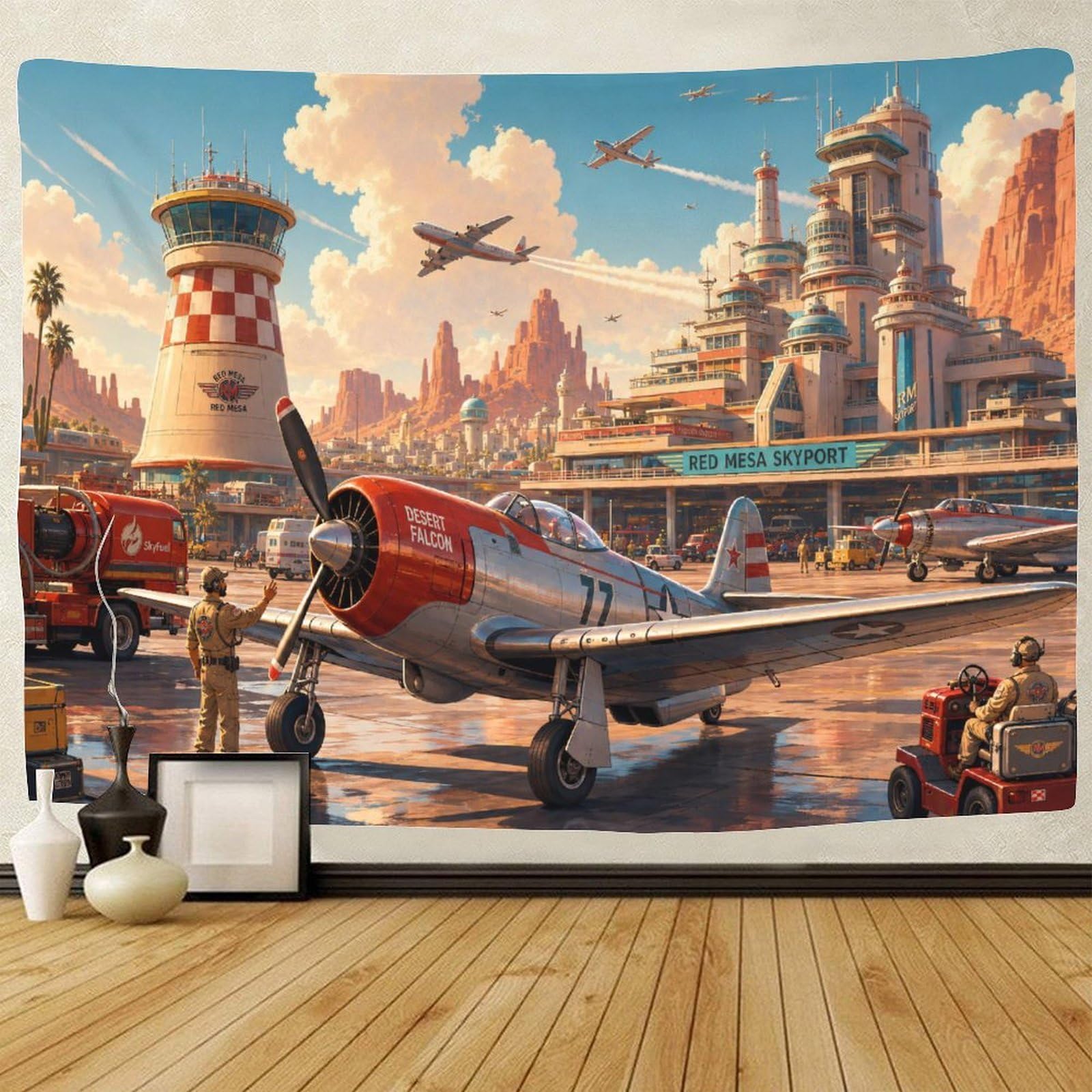 GPMNBCXZK Vintage Fighter Jet Wall Art Decor 3D Print Tapestry for Bedroom Airplane Tapestries Home Decoration Curtain Living Room Dorm 150cmx200cm