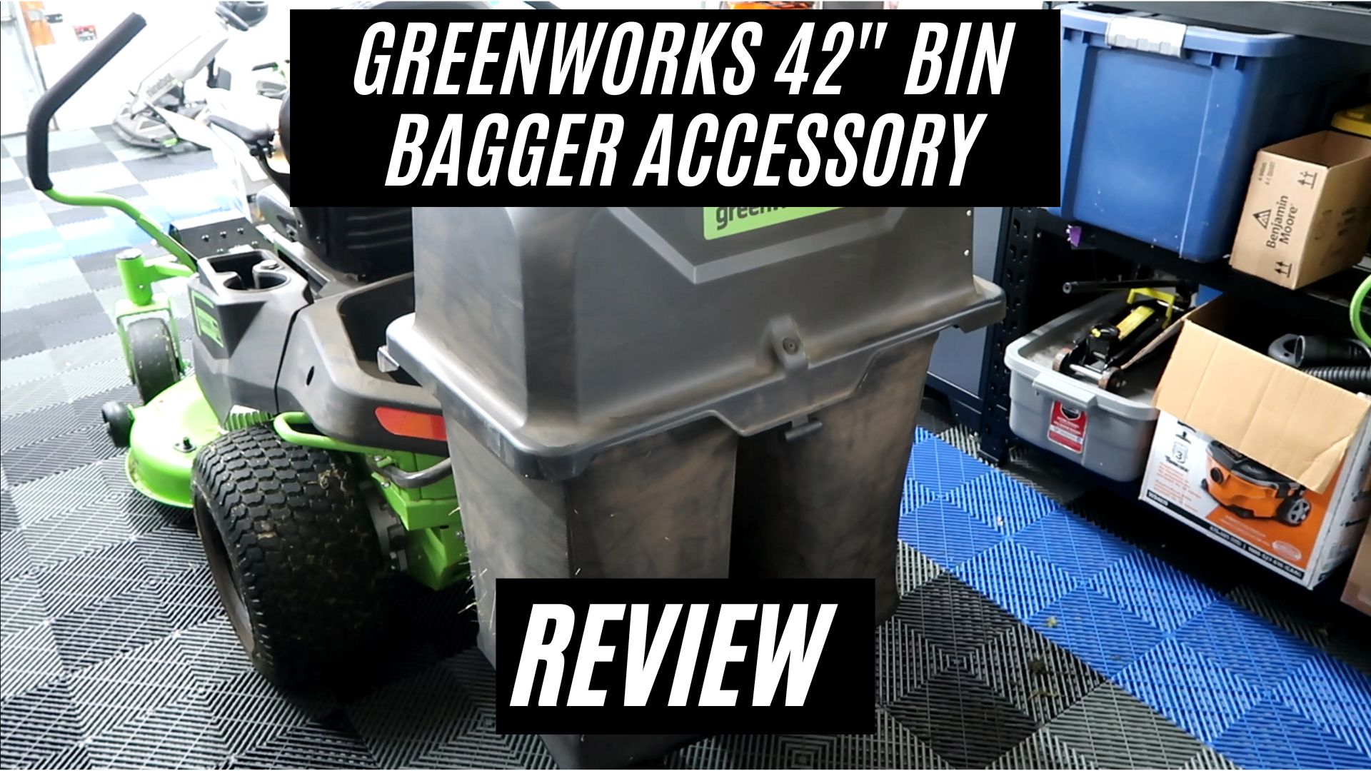 Watch GreenWorks 42 Bin Bagger Accessory Review on Amazon Live