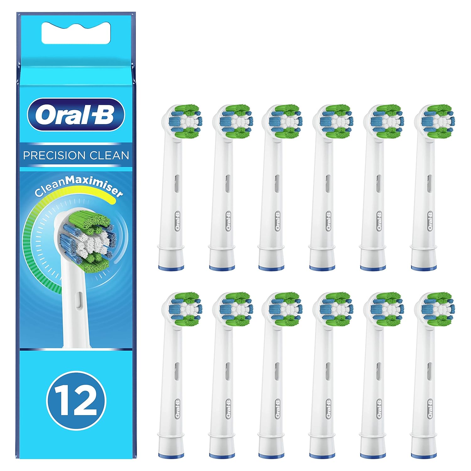 Oral-B Precision Clean Replacement Toothbrush Head with CleanMaximiser Technology, Pack of 12 Counts : Health & Household