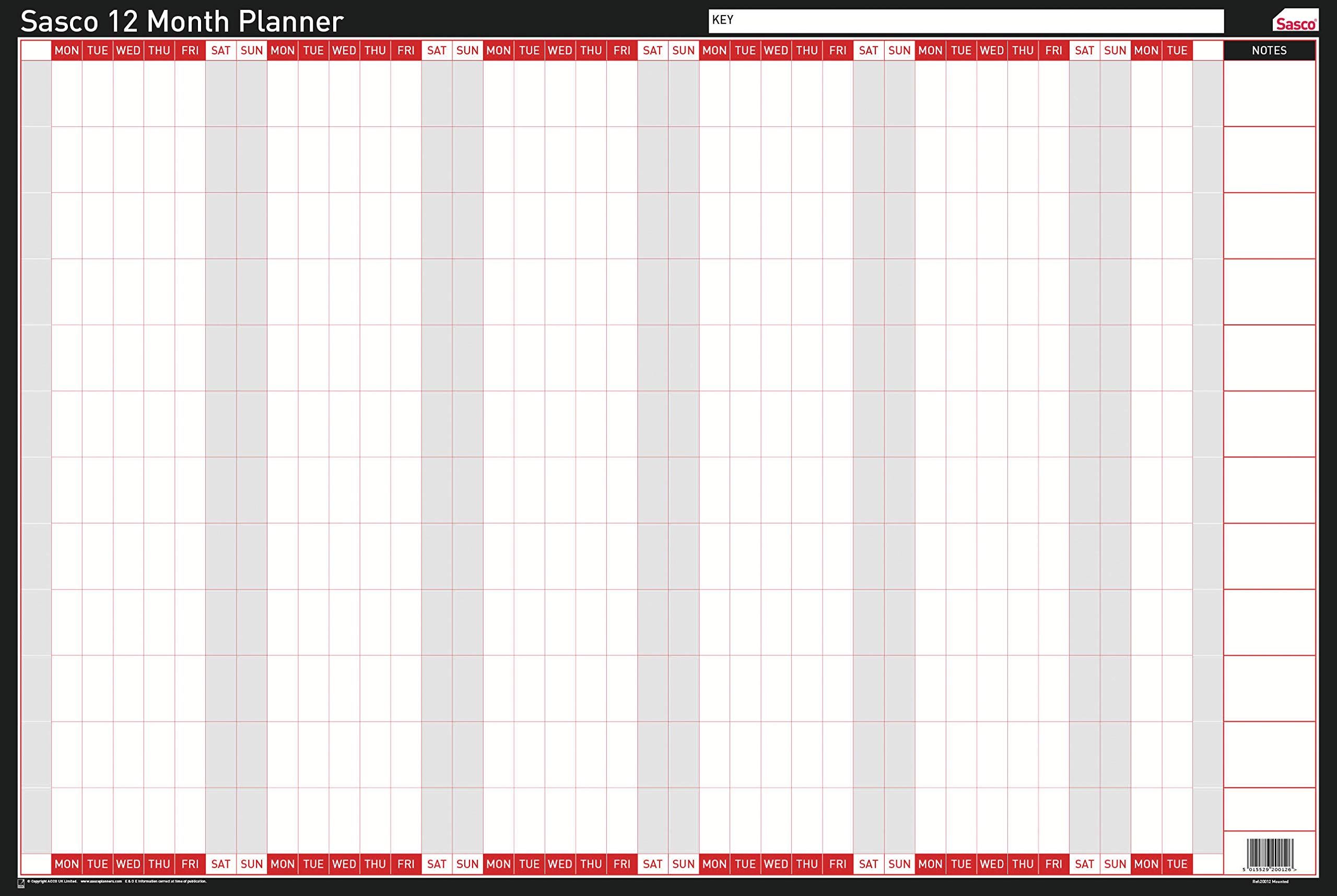 Agenda annuale Year Planner 915x610mm (Mounted)