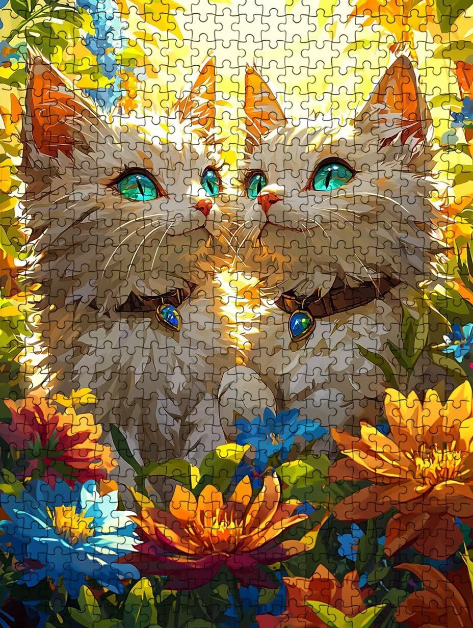 Zwillinge Katzen Puzzle 2000 Teile, Klassische Puzzles, Geschicklichkeitsspiel Puzzle für Erwachsene, Puzzlespiele für Die Ganze Familie, Mit Schöner Verpackung, Dekoration Puzzles DX0YL3-854