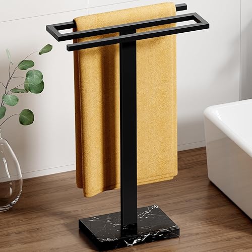 Miniatura 10 de KES Toallero de mano con base de mármol, toallero de mano de pie para encimera de baño, en forma de S, acero inoxidable SUS304, acabado pulido,