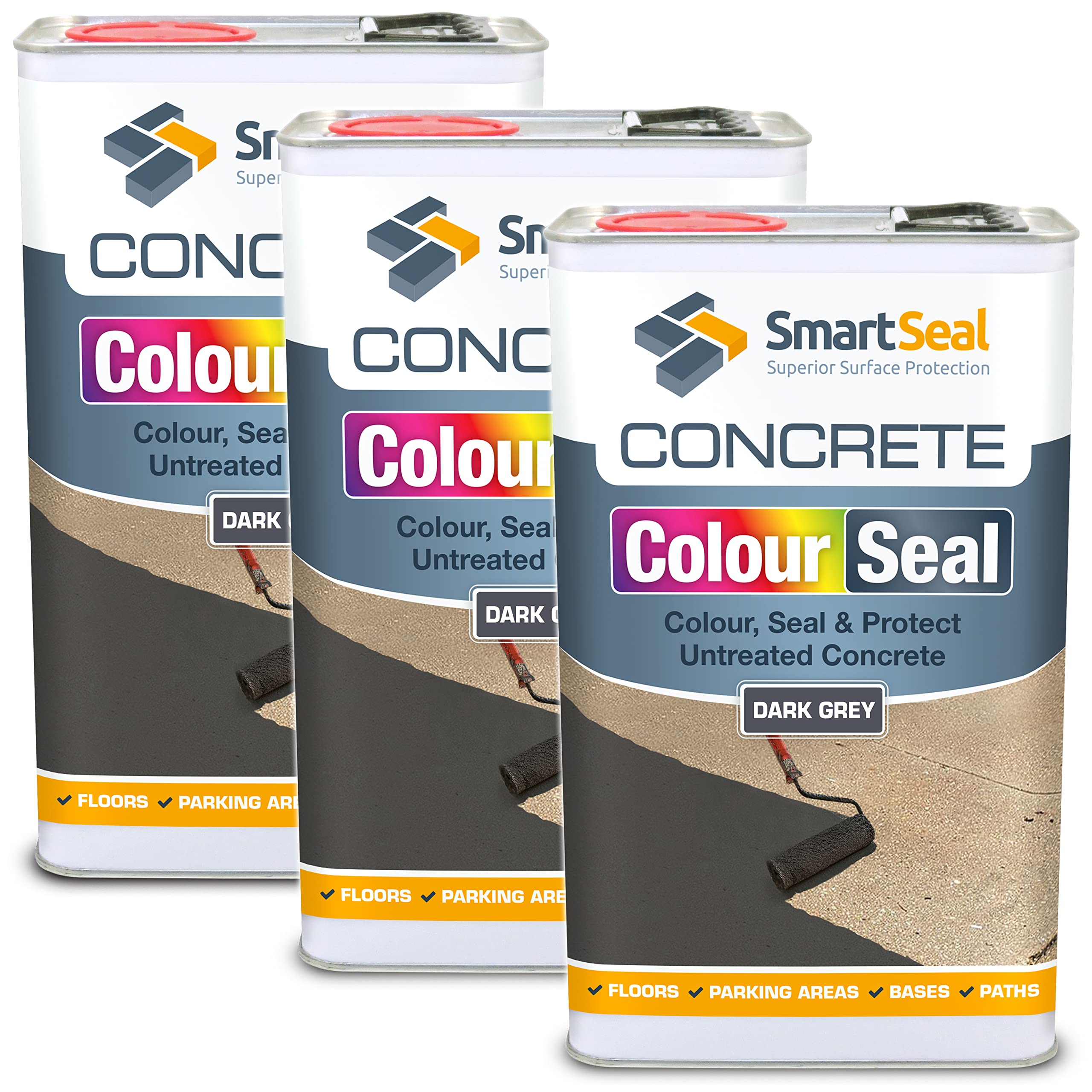 SmartSeal Coloured Concrete Sealer (Grey, 3 x 5L) - Professional Sealant to Recolour, Protect & Transform Floors - Durable Alternative to Concrete Paint - Hard-Wearing Finish — image 1