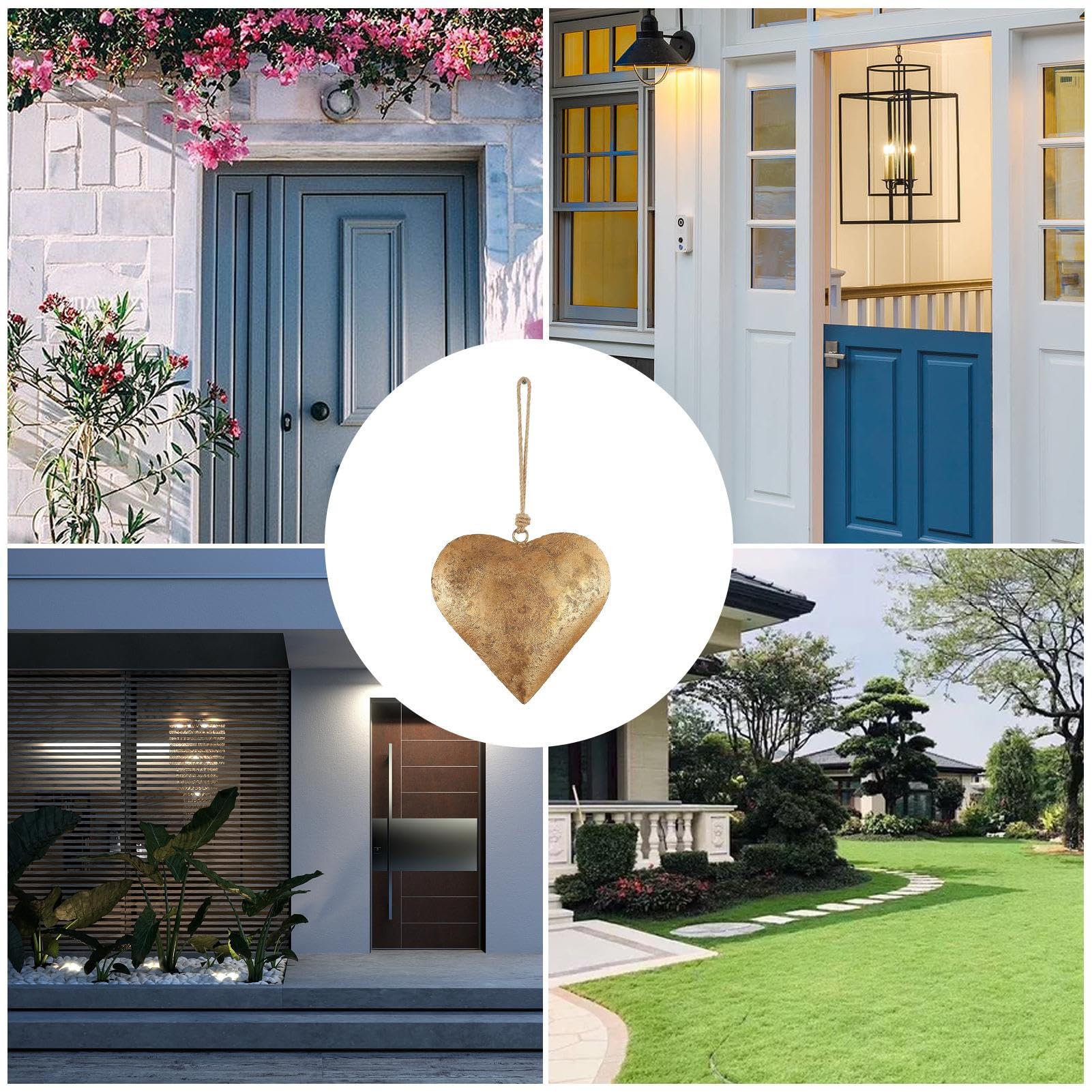 Décoration Murale En Forme De Cœur En Métal Avec Finition Antique Dorée