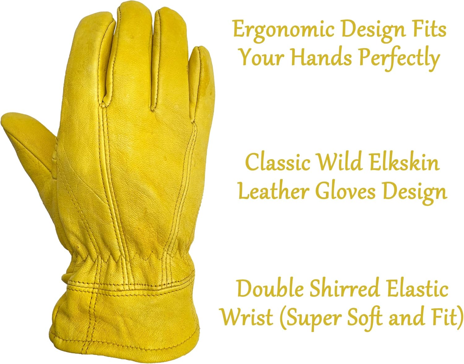 SKYDEER 100% Full Grain Deerskin Leather Winter Gloves for Men, Warm Work Gloves, Thermal Insulated Truck Driving Gloves - Image 5