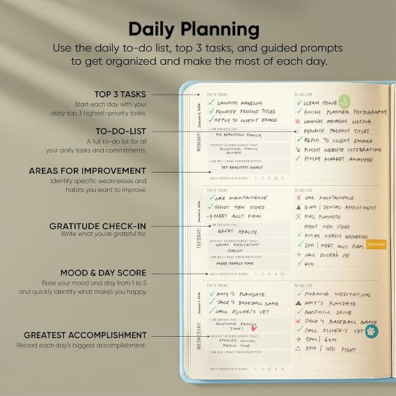 Productivity Store Planner PRO - Best Goal & Productivity Planner | 1 Year Undated Planner For Men & Women | Daily Planner & Weekly Planner | Blue