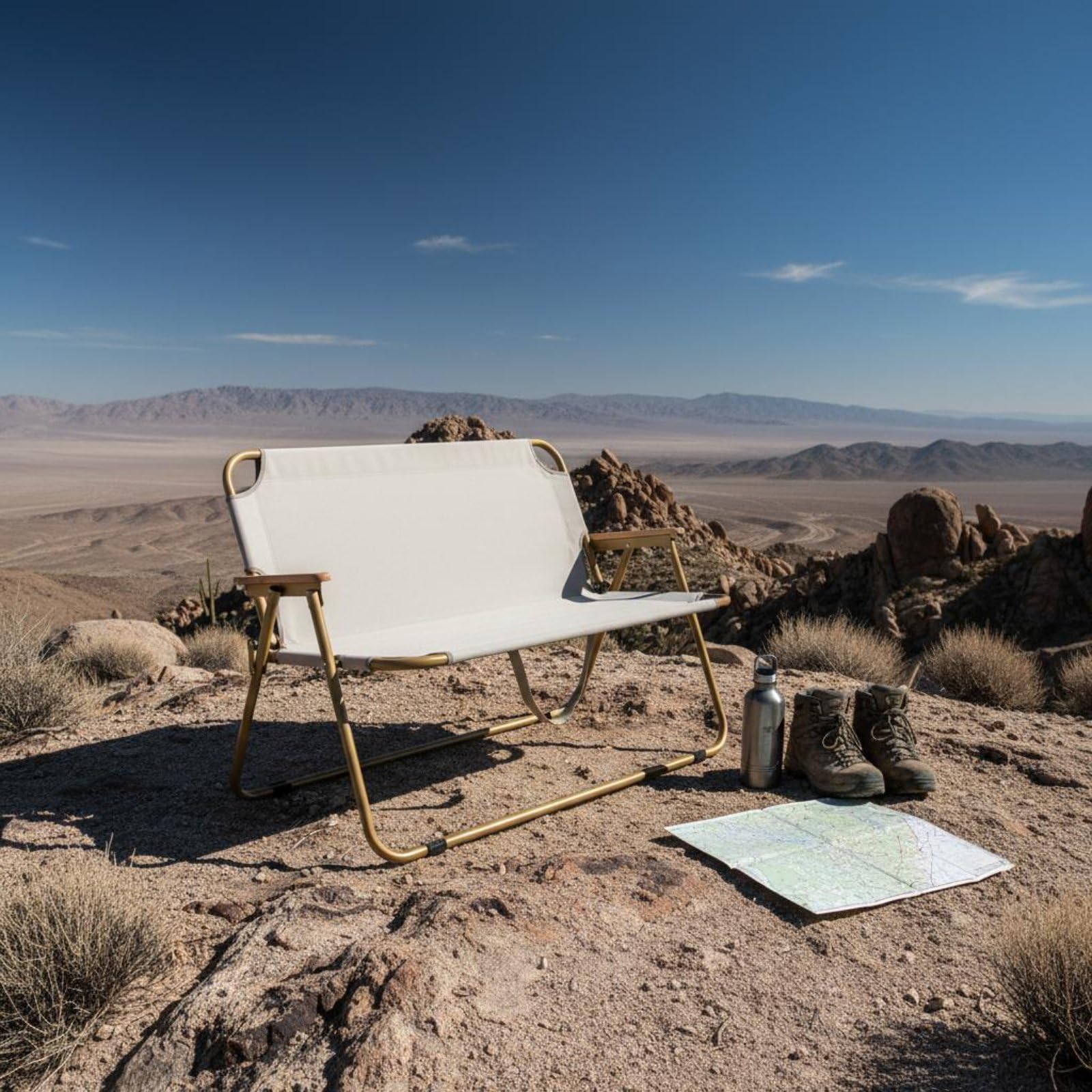Outdoor Faltstuhl Doppel Campingstuhl Klappbank Loveseat mit Strapazierfähigem Oxford Bezug Stabilem Stahlrahmen Und Angenehmen Armlehnen Faltbar für, Khaki Rahmen Grün