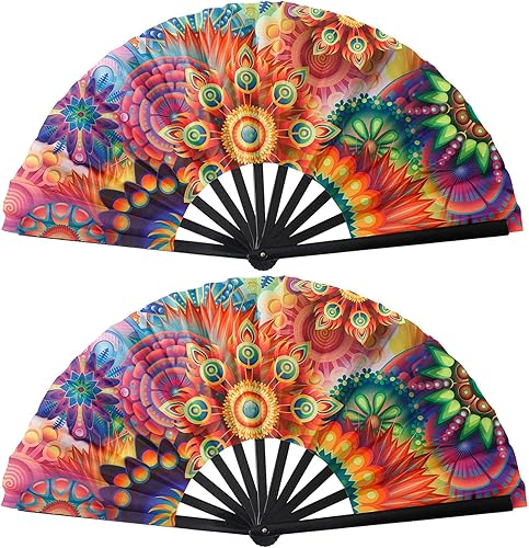 Miniatura 11 de Ventilador de mano plegable grande, ventilador de mano plegable para mujeres, abanicos de mano, ventilador de mano chino de Kung Fu Tai Chi para