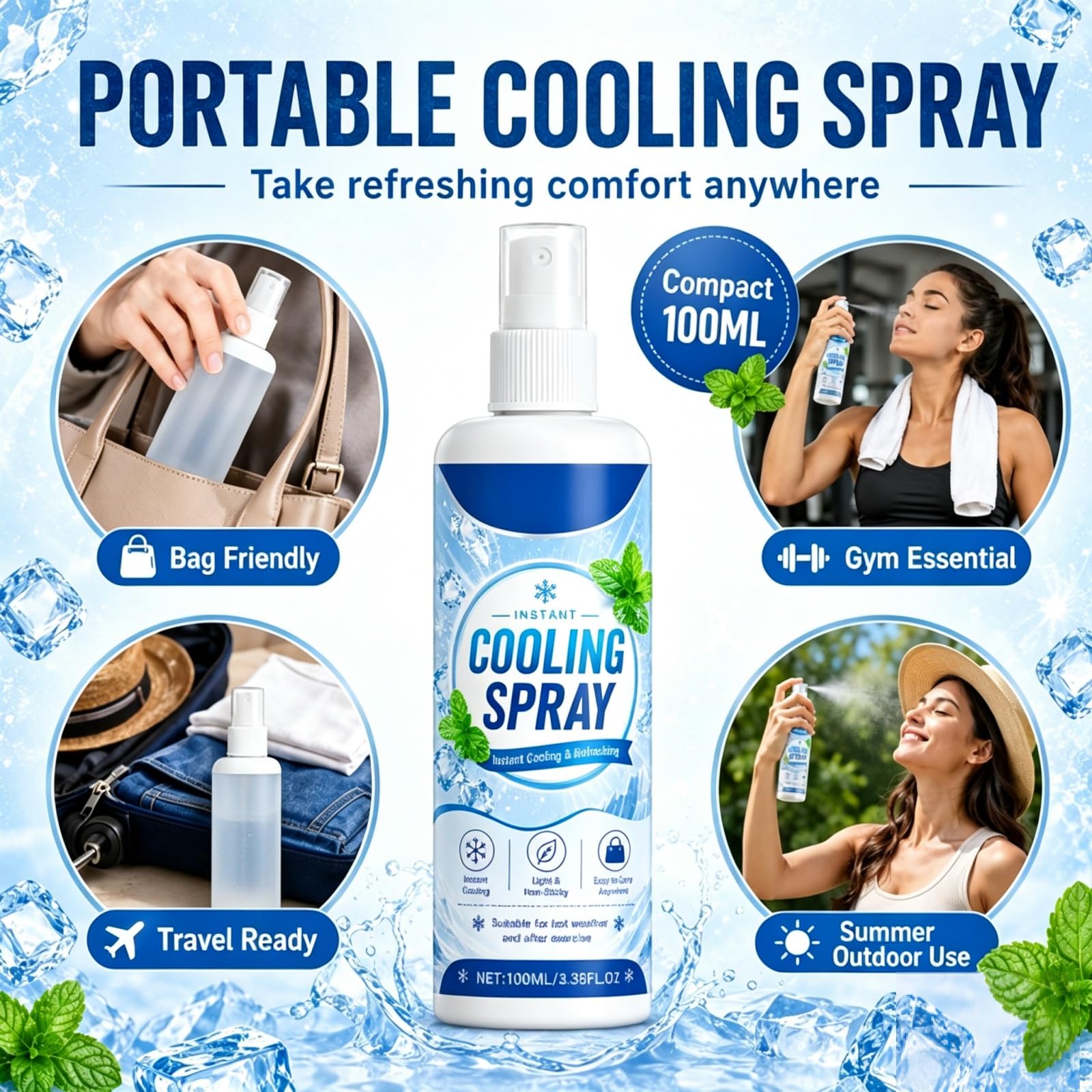 Instant Cooling Mist Spray für heißes Wetter, Summer Essentials Cooling Spray für das Gesicht (8pcs)