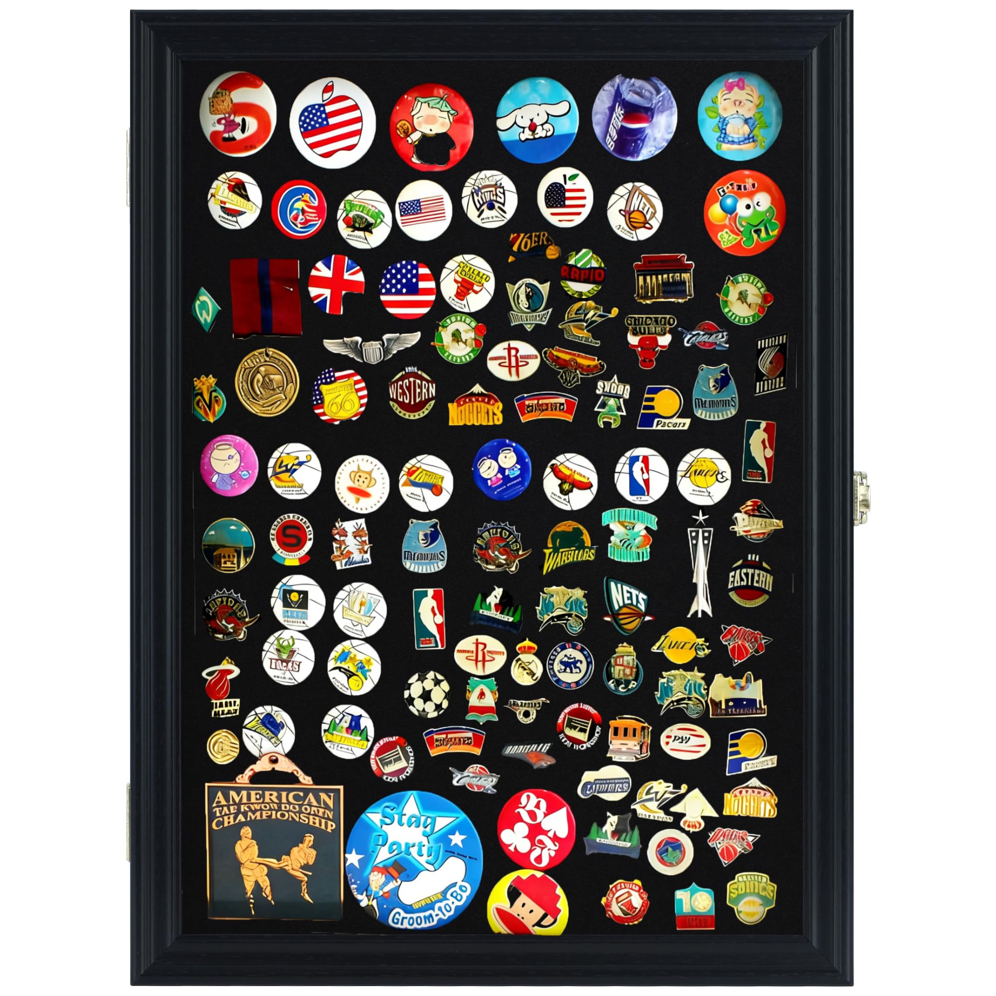 Armoire présentoir Murale, avec Cadre pour médailles Militaires, épingles, Patchs, Badges, etc. Finition Noire