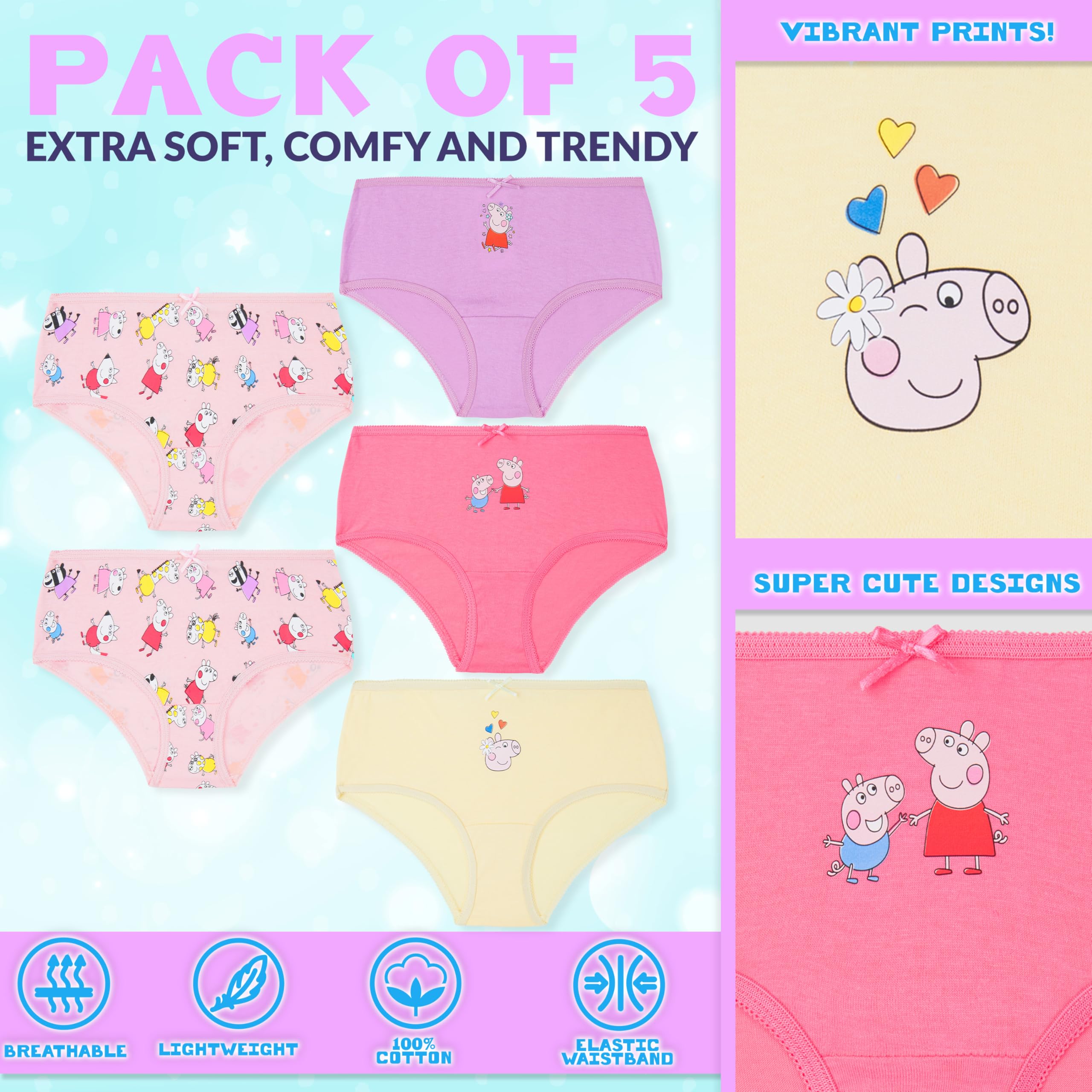 Peppa Pig Zestaw 5 majtek dla dziewczynek