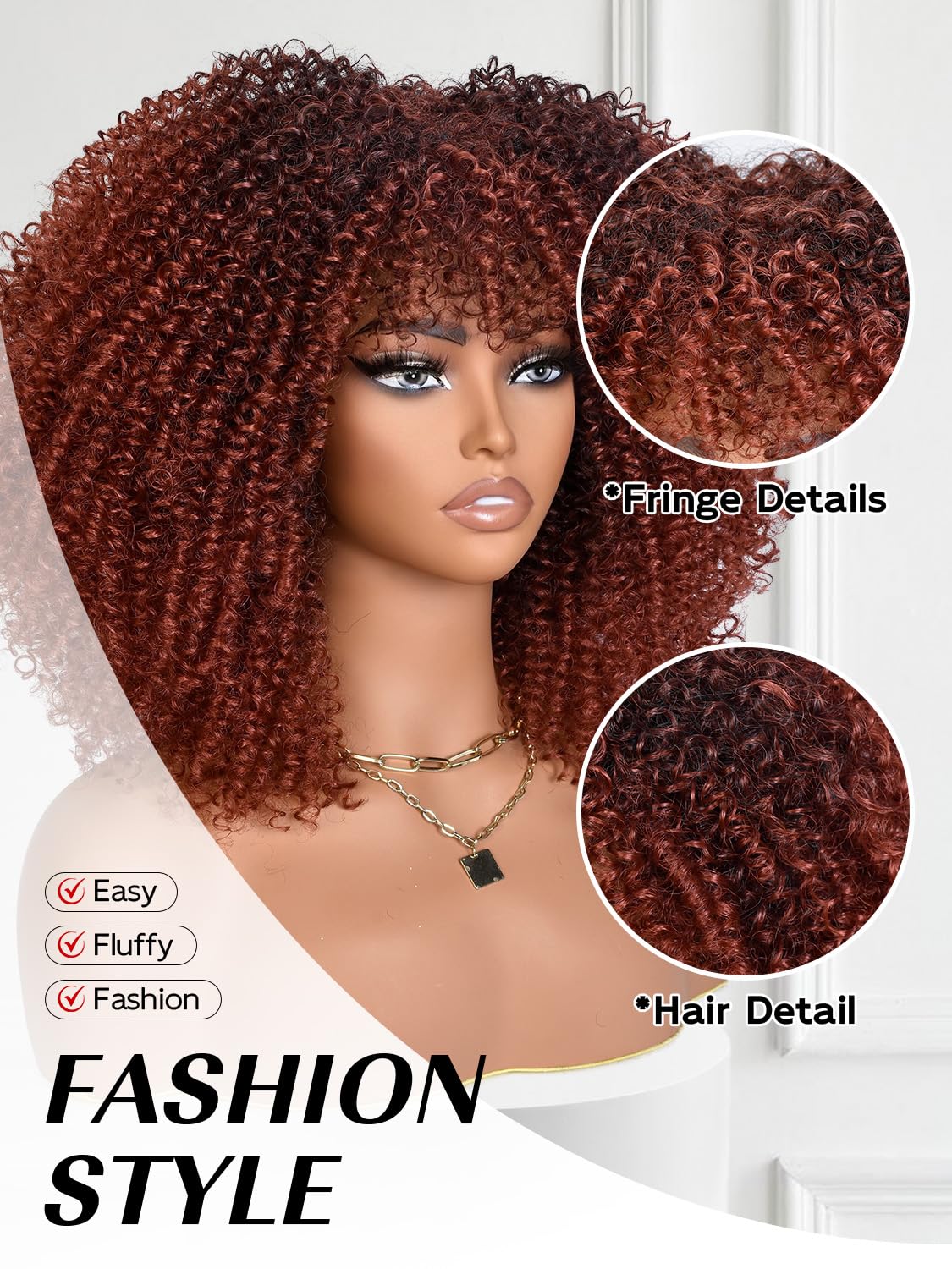 14 Inch Afro Curly Synthetic Wig with Bangs