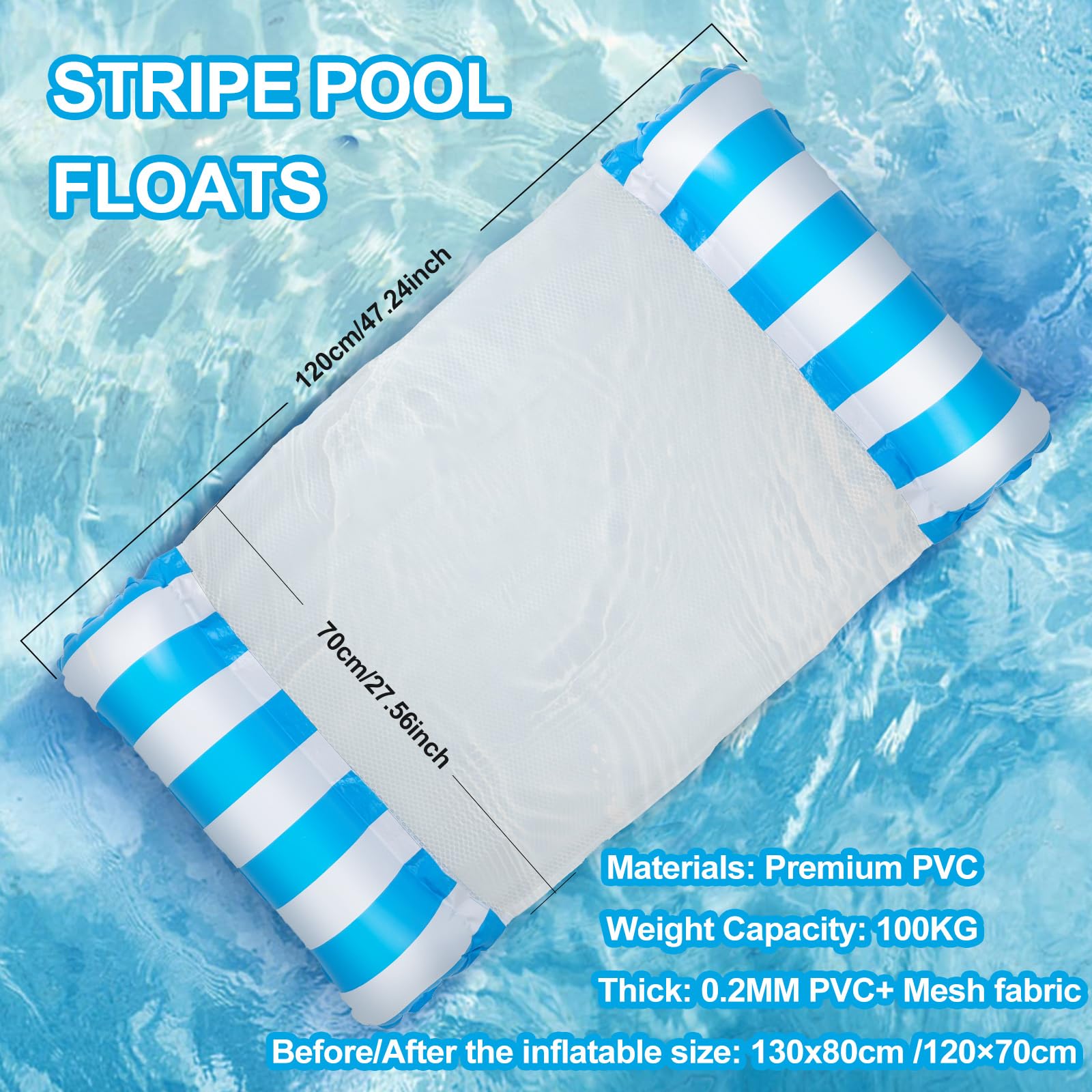 Behiruch 2 Pezzi Materassino Gonfiabile Mare, 4 in 1 Amaca Gonfiabili Mare, Gonfiabili Piscina Galleggiante, per Piscina Spiaggia (Rosa e Blu)