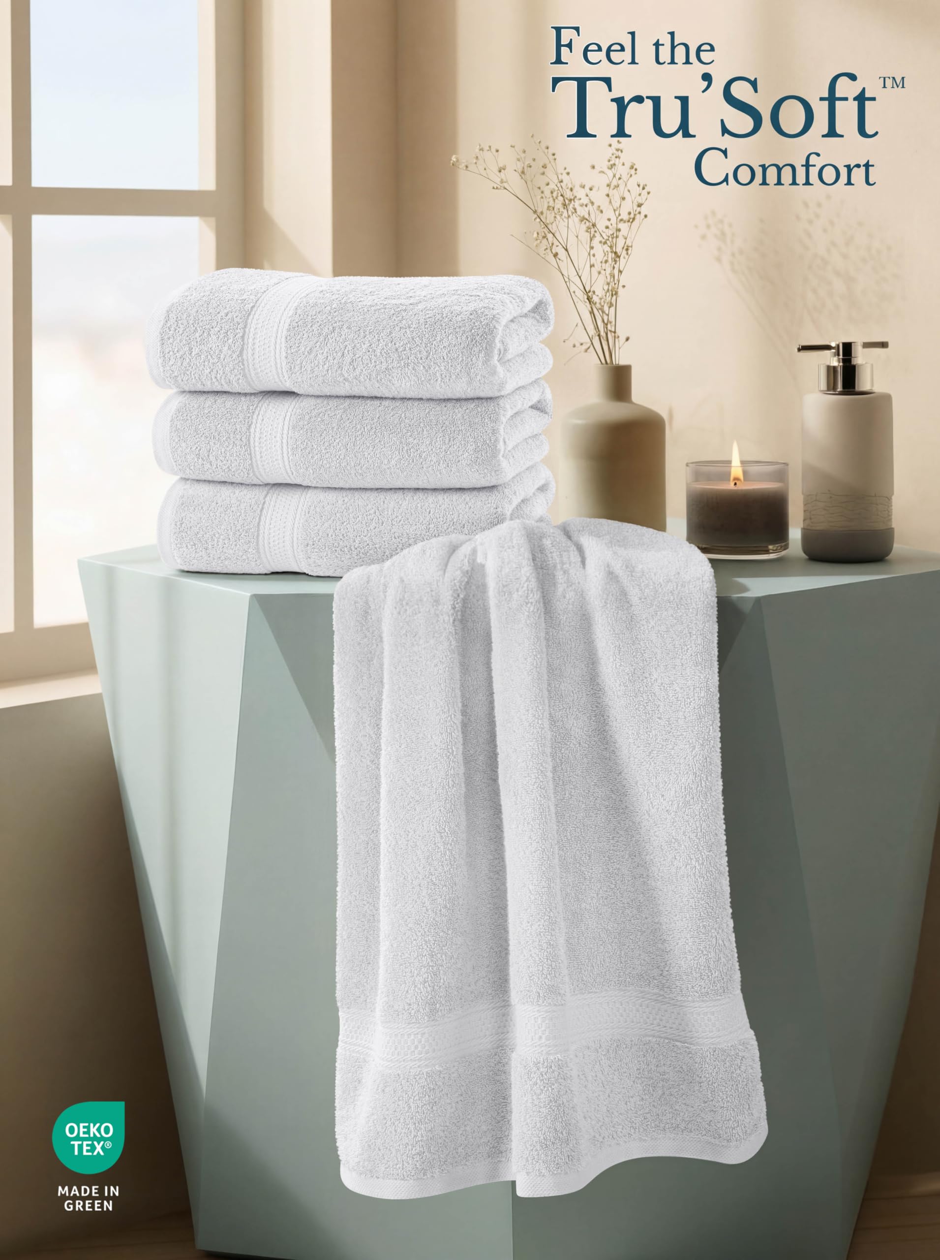 Utopia Towels Set di 4 asciugamani da bagno di alta qualità (68 x 137 cm), 100% cotone filato ad anello 600 g/m², leggeri e altamente assorbenti, ad asciugatura rapida, perfetti per l'uso quotidiano