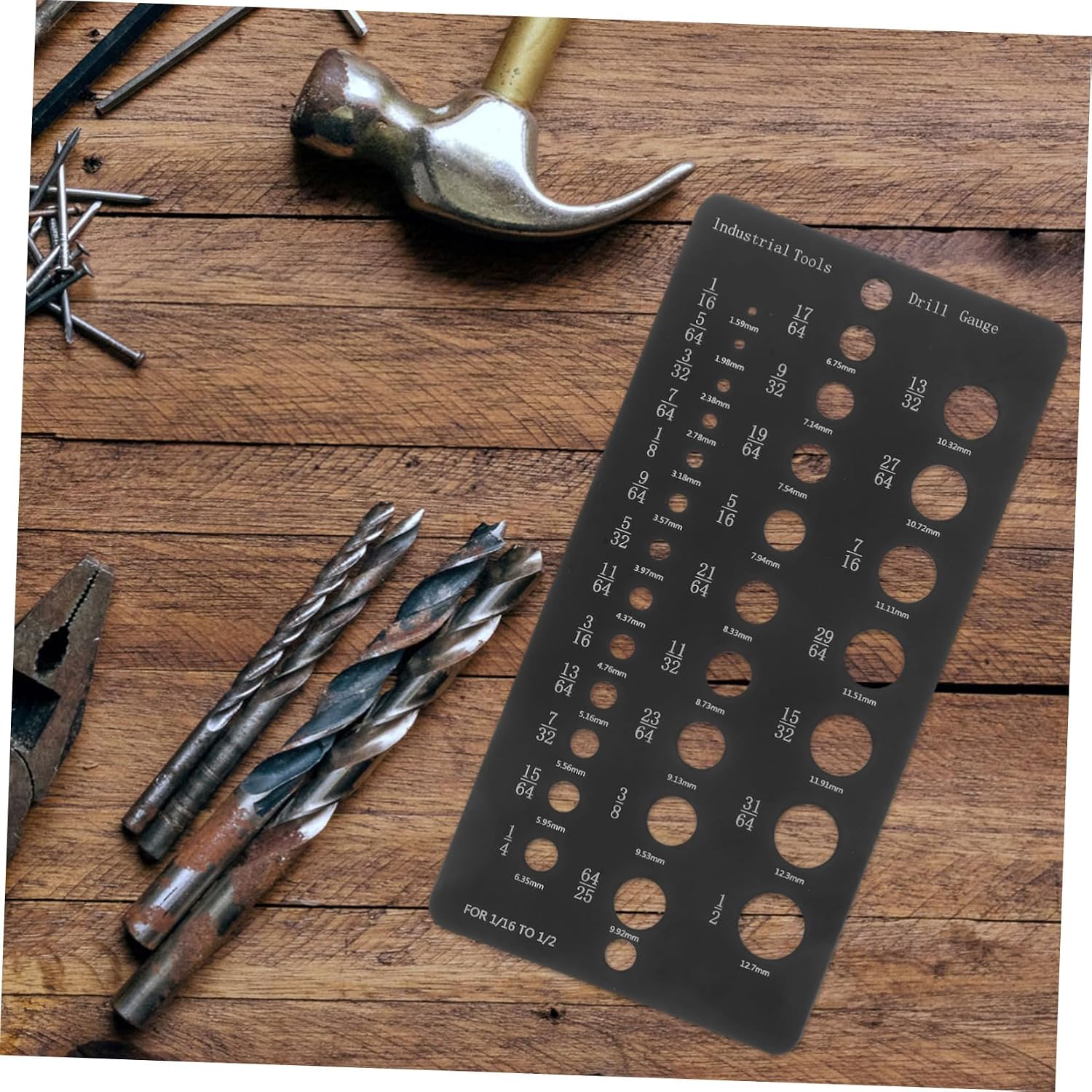 Aluminum Alloy Drill Bit Gauge Drill Bit and Wire Measuring Tool High Precision for Construction Protractors