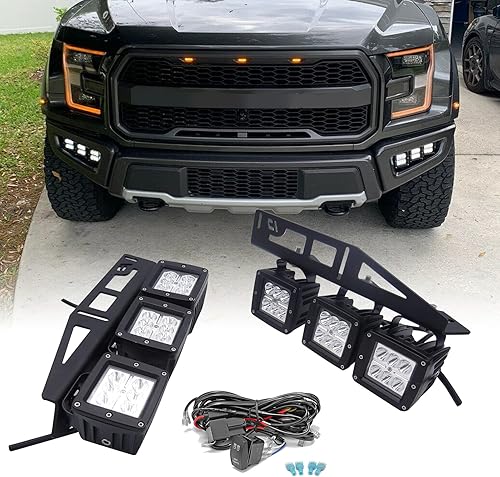 Dasen Kit de 6 módulos de luz antiniebla LED de 24 W y soporte de montaje de parachoques delantero con kit de cableado de interruptor oscilante