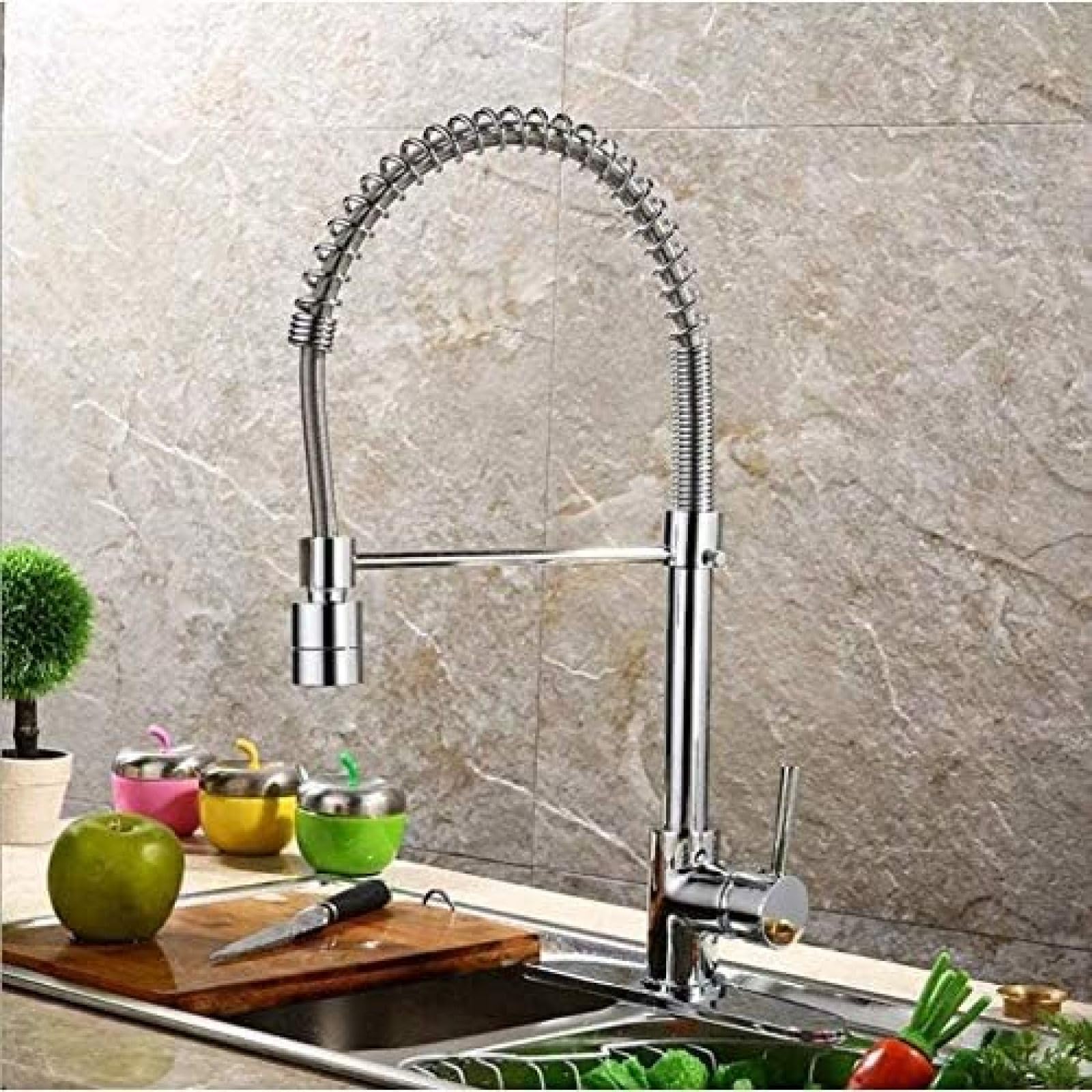 Rubinetto Rubinetto Da Cucina Estraibile Irrigatore Rotante Maniglia Singola Rubinetto Miscelatore A Scomparsa In Ottone Cromato Lavello Alto Lavello Acqua Calda E Fredda
