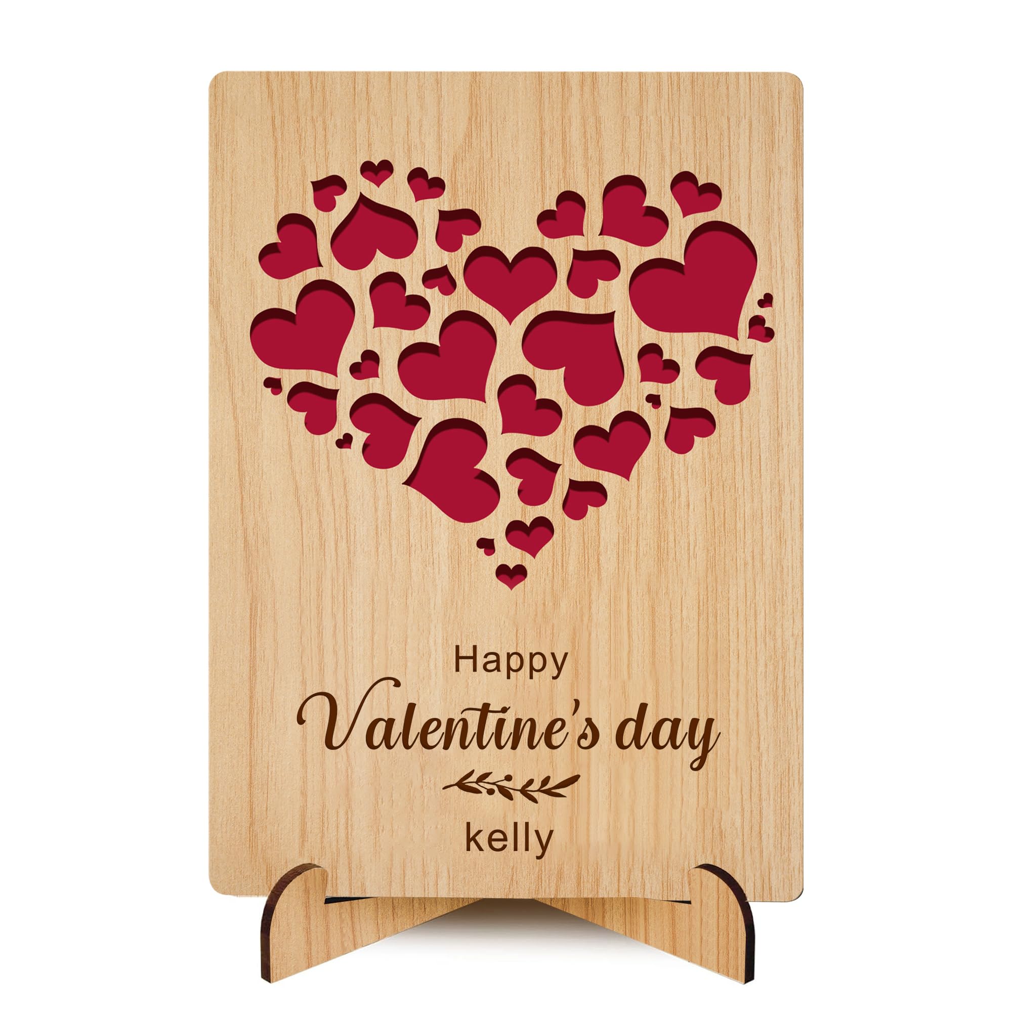Personalised Wooden Valentines Card Custom Valentines Gifts for Him Her Valentines Day Gifts with Any Name for Women Men Couple Girlfriend Boyfriend Wife Husband (Design 5) — image 1