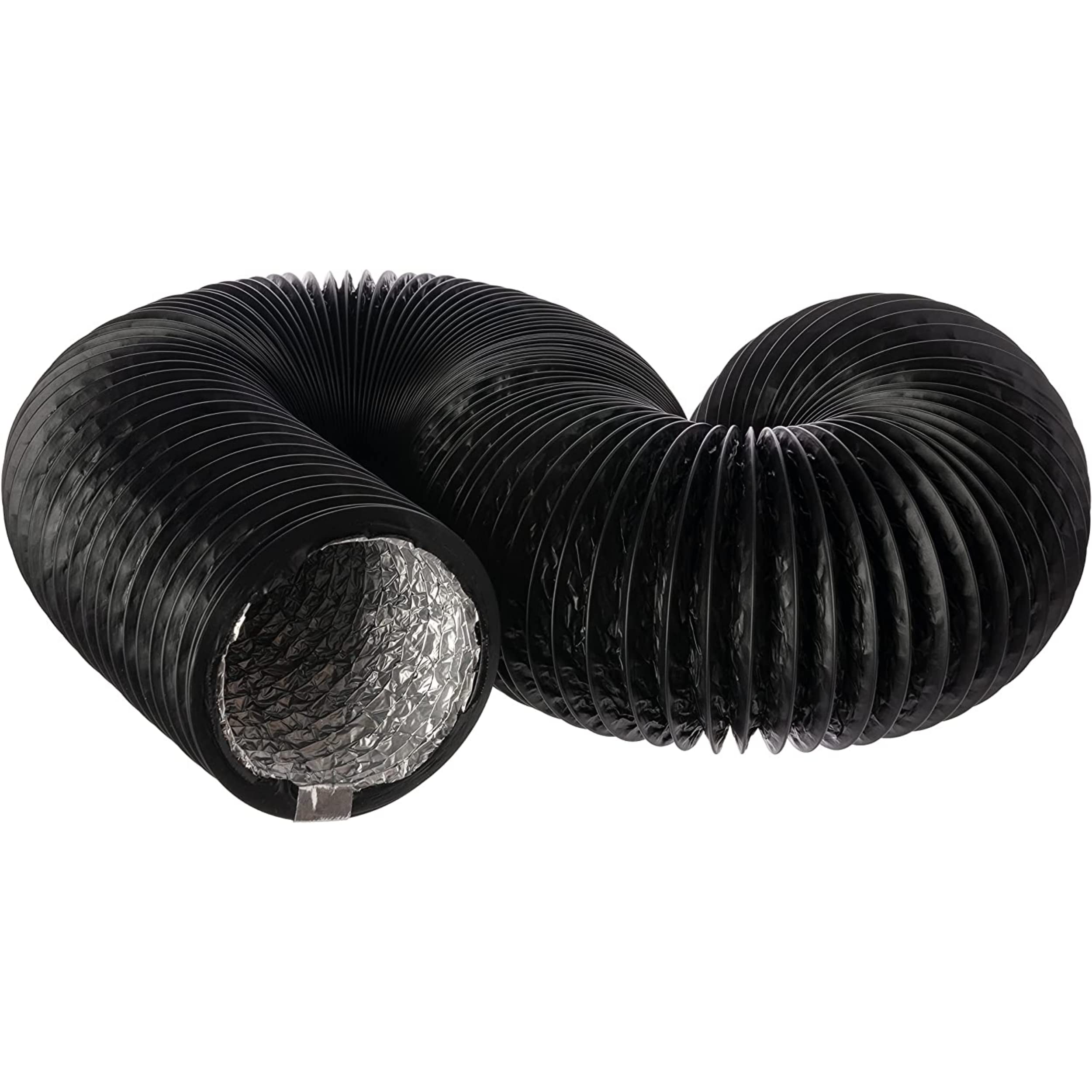 Ø 125mm / 3m Tubo Flexible - Ventilación Manguera - PVC, Aluminio, Negro - Para Extractor de Aire, Climatización, Secadora
