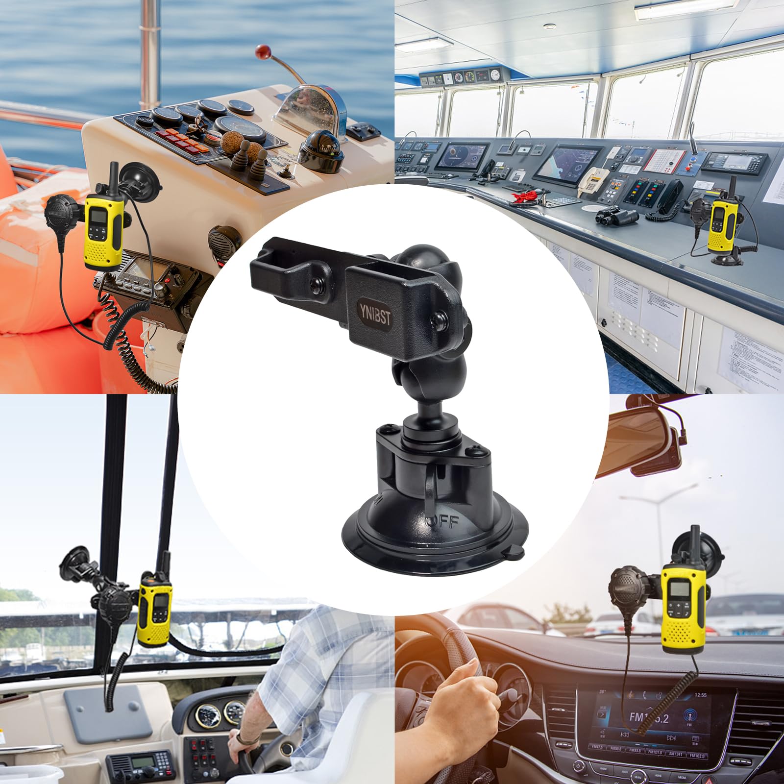 Support à Ventouse pour Talkie Walkie/Radio Micro, Porte de Voiture Réglable pour Radio, Compatible avec Motorola BaoFeng Icom Kenwood Wouxon QUANSHENG Radios Bidirectionnelles