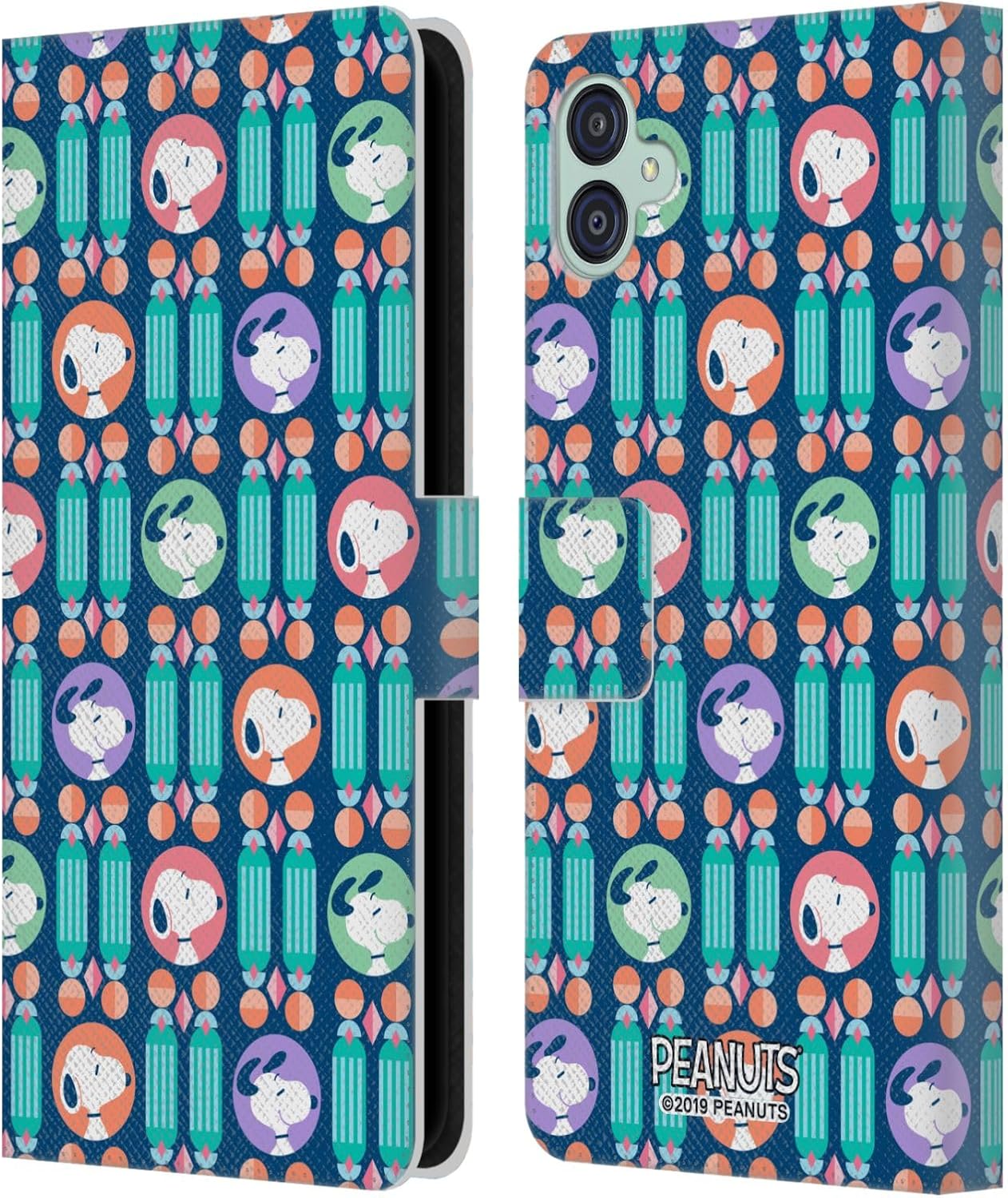 Head Case Designs Officially Licensed Peanuts Blue Pattern Snoopy Deco Dreams Leather Wallet Case Compatible with Samsung Galaxy M04 5G / A04e