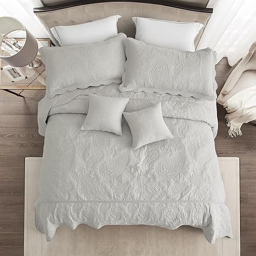 Miniatura 3 de Blythease Colcha extragrande de algodón tamaño King, diseño reversible de cachemira, funda de cama ligera, juego de 5 piezas, tamaño KingCal King,