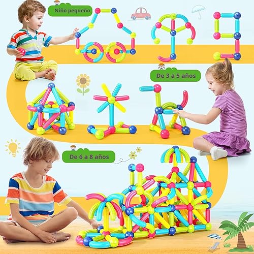 Miniatura 6 de Juguetes magnéticos para niños y niñas de 3 años, juguetes Montessori para niños pequeños, bloques magnéticos, construcción de bricolaje, juguetes