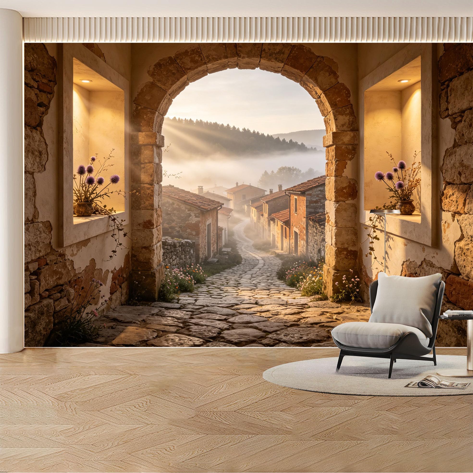 Custom Wall Mural Wallpaper Desert Canyon Landscape Nature 3D Effect Wall Decor Minimalist Boho Sunset Removable SelfAdhesive Large Photo for Living Room， Bedroom， Office