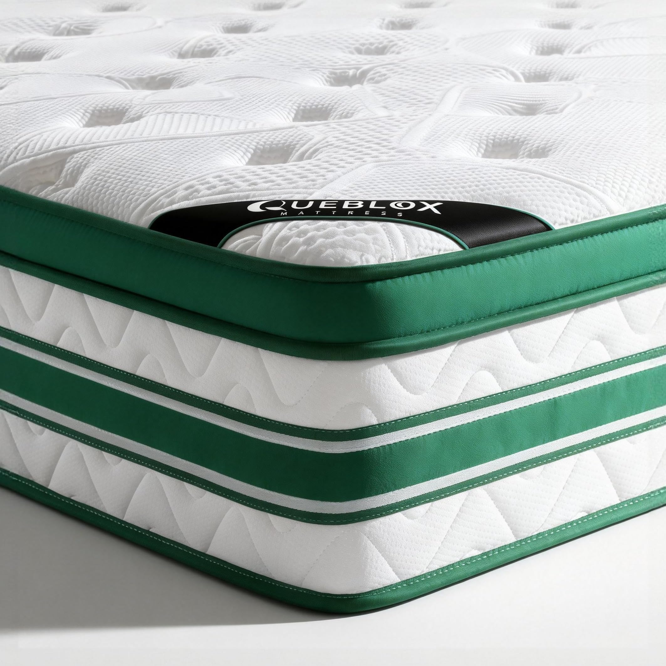 Queblox Double Mattress 4FT6, 11Inch Memory Foam 7 Zone Orthopedic Double Mattress Pocket Sprungs Medium Firm - Motion Isolation 135x190x28 cm