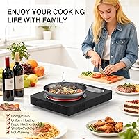 Vista 7 de Placa eléctrica de 1800 W: estufa eléctrica portátil de un solo quemador de 110 V con pantalla táctil LED, 10 niveles de potencia, placa caliente
