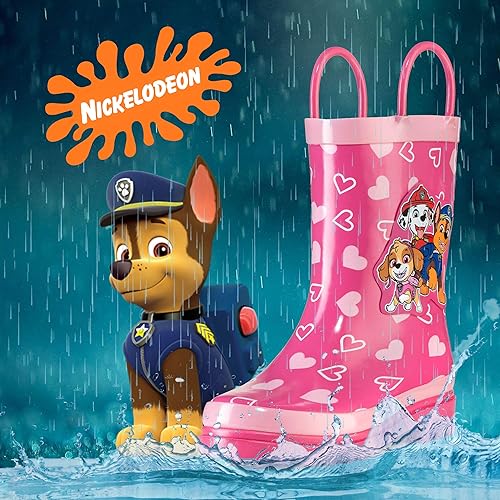 Miniatura 5 de Nickelodeon JoJo Siwa - Botas de lluvia de goma impermeables con asas fáciles de poner para niñas y niños pequeños