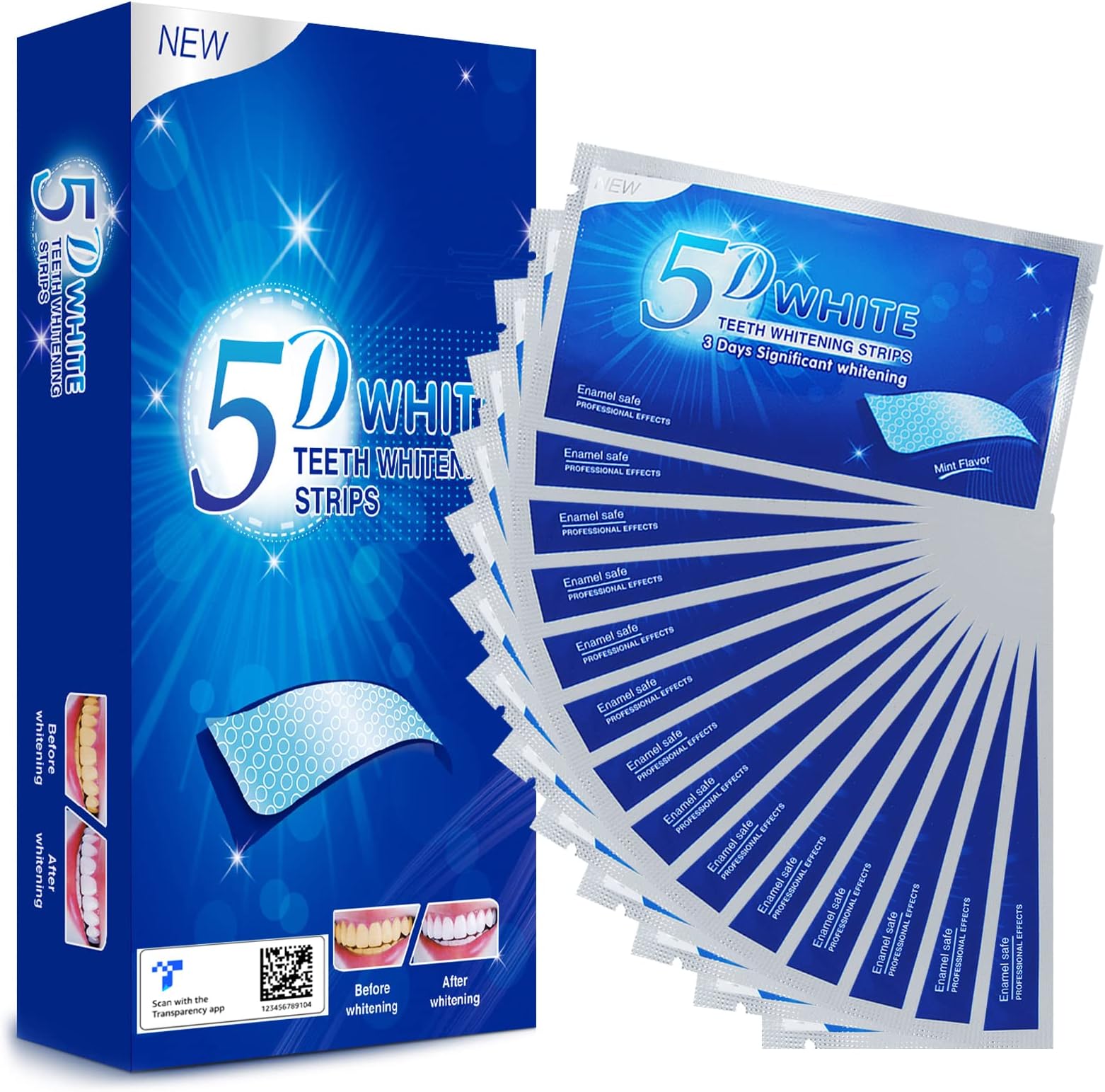 Teeth Whitening Strips, Teeth Whitener Teeth Whitening Strips for Home Use, Fast and Non-senstive Teeth Whitening Mint Flavor 14 Pouches 28pcs