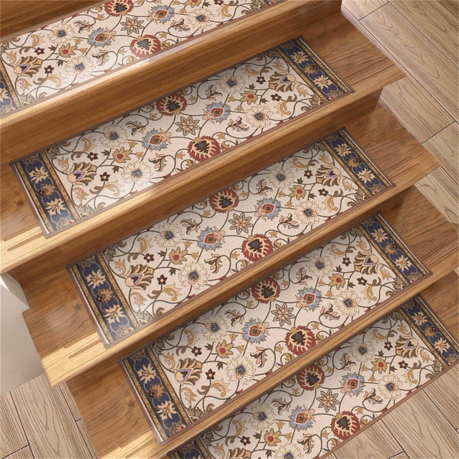 TYYCKJ Carpet Stair Treads Self Adhesive, Non-Slip Carpet Stair Runner Carpet Stairs Mats Removable Reused for Kids Elders and Pets (15pc,Bohemia 3)