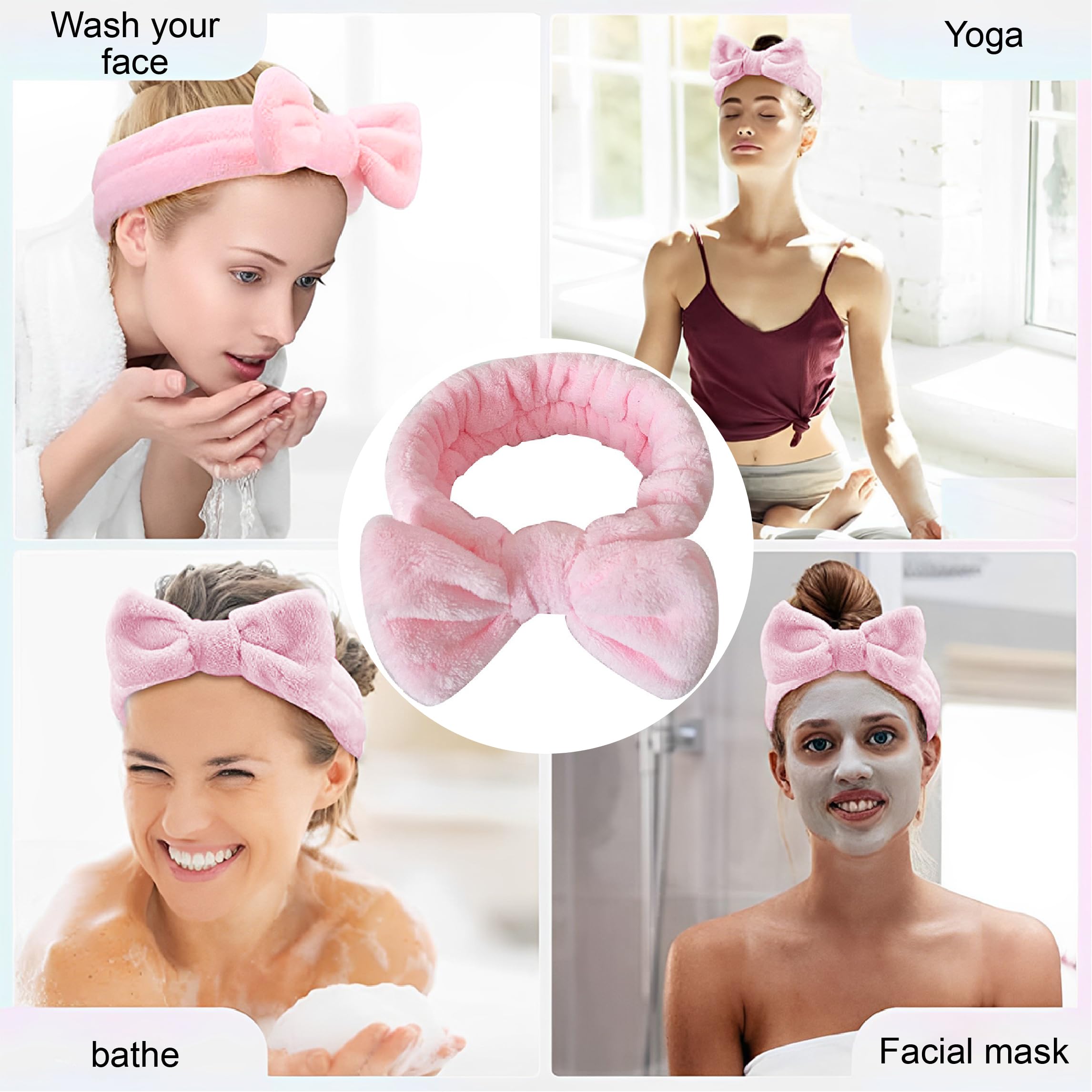 Kit Bandeau Et Bracelets Lavage Visage - 6 Pièces Avec Pinceau Masque Silicone