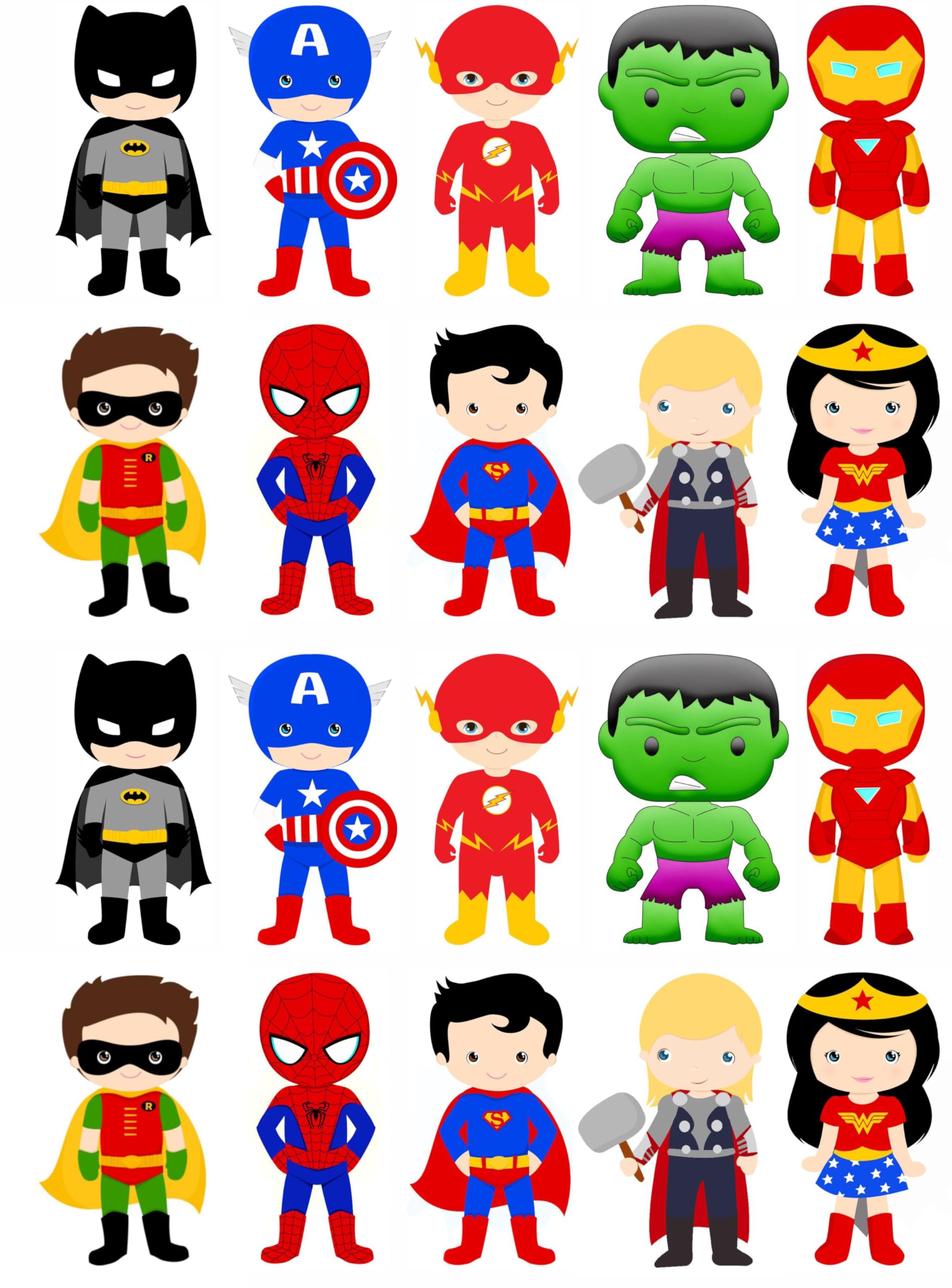 20 x Edible Stand Up Superhero Wafer Card Cupcake Fairy Cake Wafer Decoration Super Hero Toppers