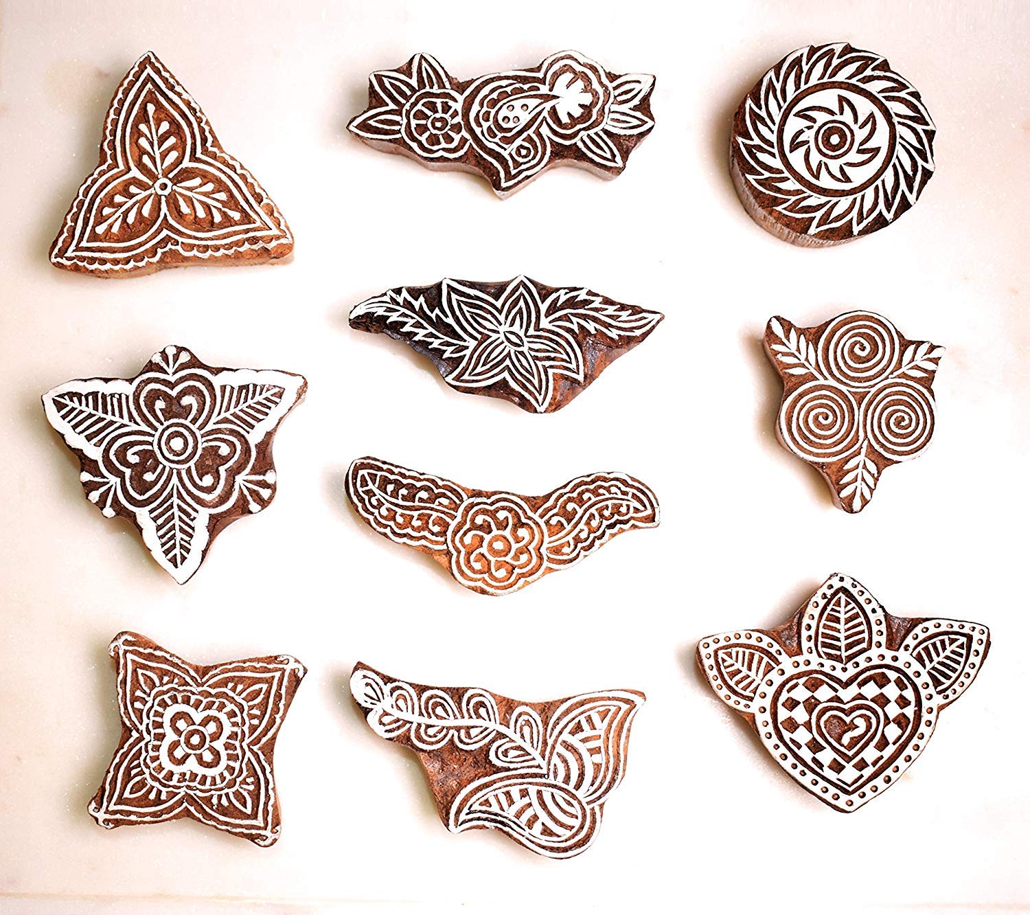 Hashcart Handmade Floral Design Wooden Motif Blocks/Stamps for Printing Artistic Designs (B07FBZQGS2) Amazon Price History, Amazon Price Tracker