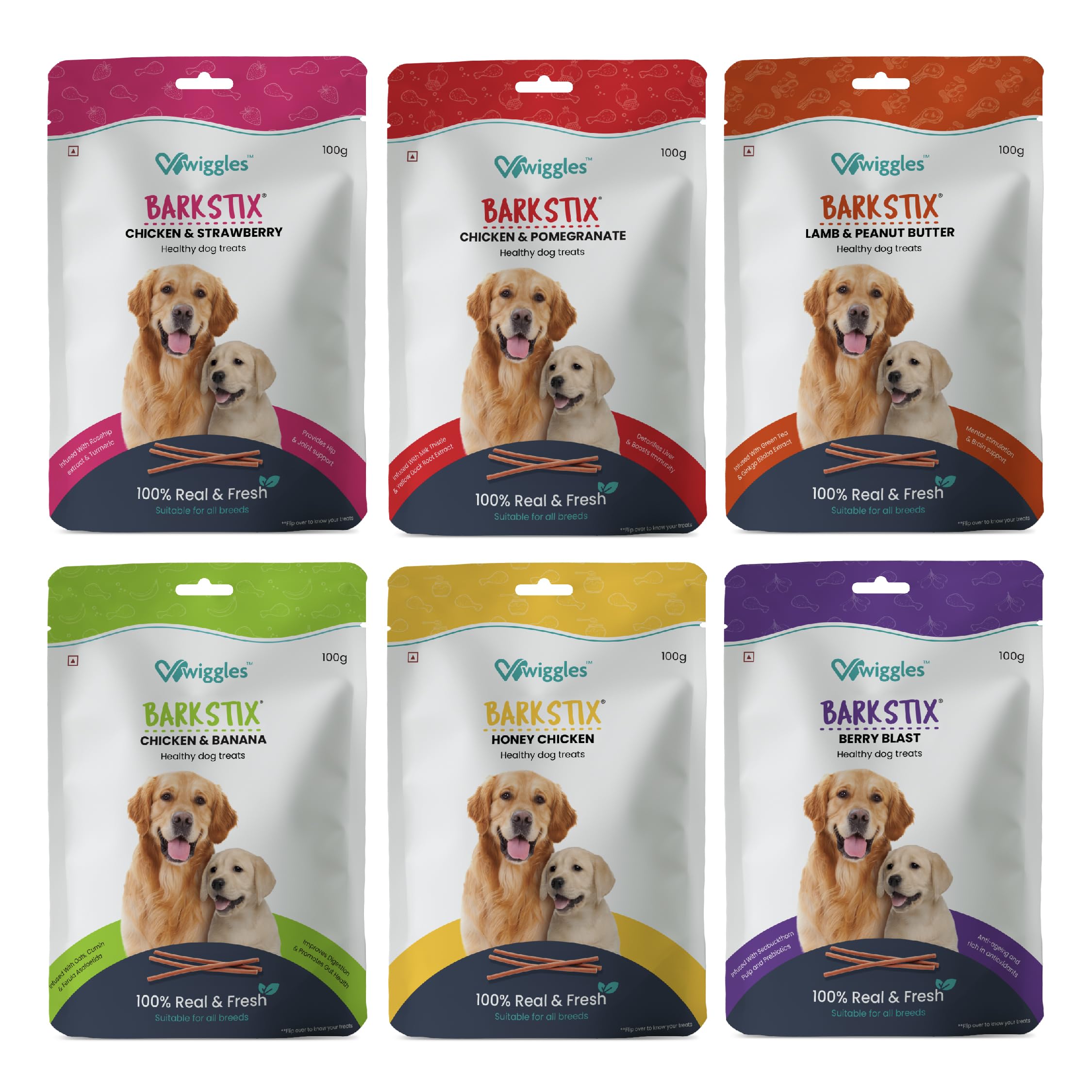 Wiggles Barkstix Dog Treat Variety Pack, 6-in-1, Fresh Chicken Soft Chew Sticks for Training Puppies & Adult Dogs, Boosts Healthy Skin & Coat, Anti-Ageing with Ashwagandha, for All Breeds (B0D9M16M6N) Amazon Price History, Amazon Price Tracker