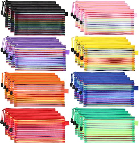 Miniatura 9 de Glenmal Paquete de 16 bolsas de malla con cremallera para lápices, bolsas de almacenamiento multiusos, bolsas de viaje para oficina, aula,