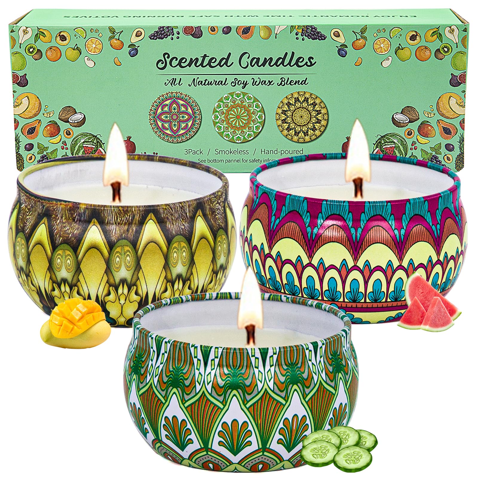 Velas Aromáticas Regalos para Mujeres, 3 Pack Velas Aromáticas en Set de Regalo, Velas Decorativas, Vela de Cera de Soja para el Día de la Madre, Navidad, Cumpleaños, San Valentín, Baño, Yoga, Sueño