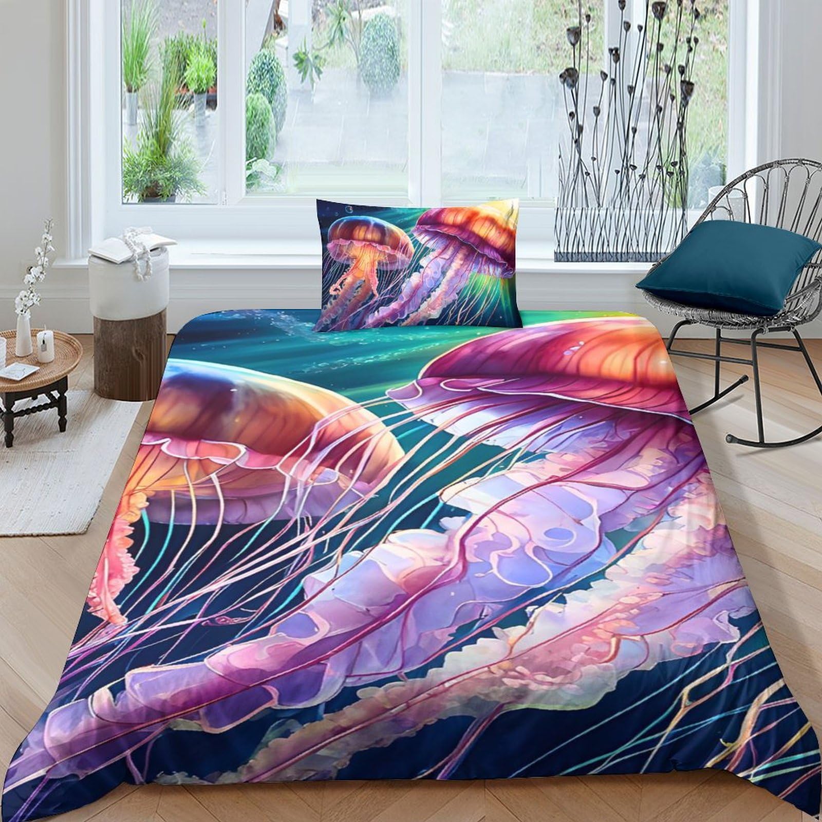 Housse de couette 3D sans repassage parure lit microfibre