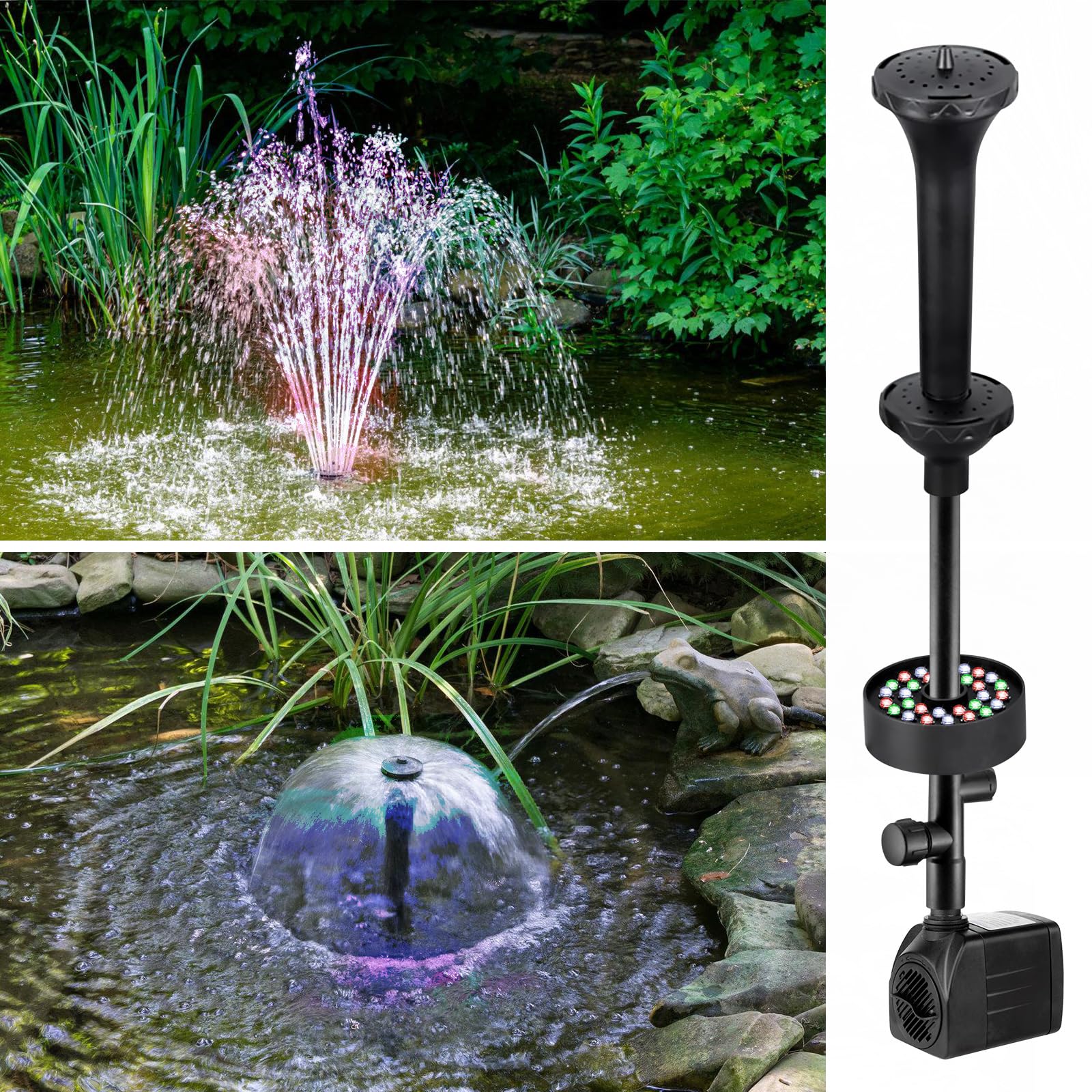 Pompe de fontaine extérieure, 25W 2000L/H Pompe pour étang, pompe de fontaine avec filtre, petite pompe de fontaine avec lumière, pompes d’étang, pompe d’étang, pompe à eau pour aquarium pour bassin d