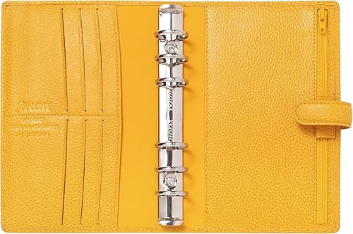 Miniatura 3 de Filofax Finsbury - Organizador de tamaño personal, mostaza, cuero granulado tradicional, seis anillos, calendario semanal para ver, multilingüe,