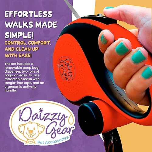 Miniatura 2 de Correa retráctil para perro con dispensador de bolsas de excrementos. Correa extensible de 16 pies sin enredos para cachorros, perros pequeños y