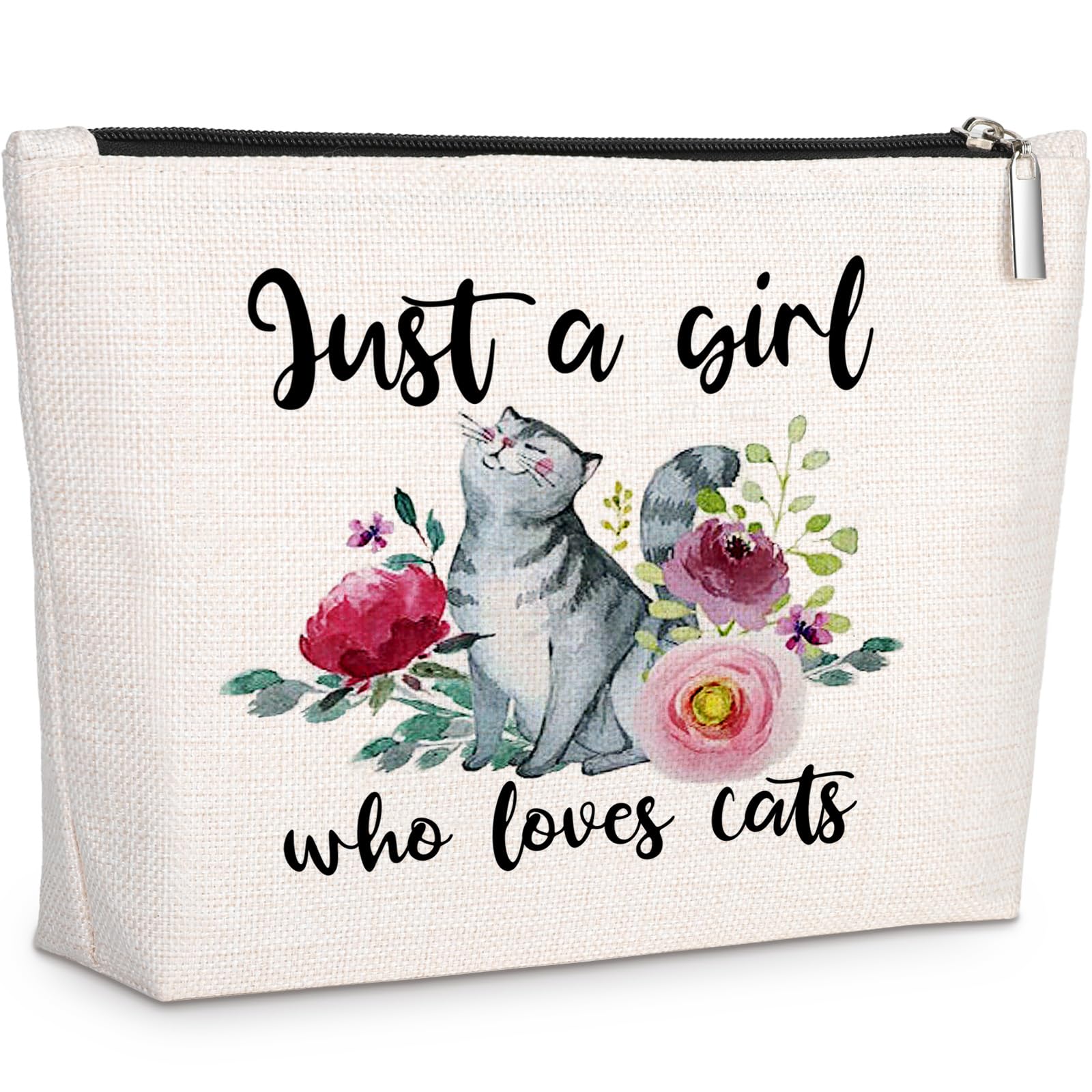 GevGuxLuo Cats Gifts for Cat Lover, Birthday Gift for Best Friend Sister, Cat Accessories, Animal Lovers Makeup Bag Zipper Purse, Who Loves Cats