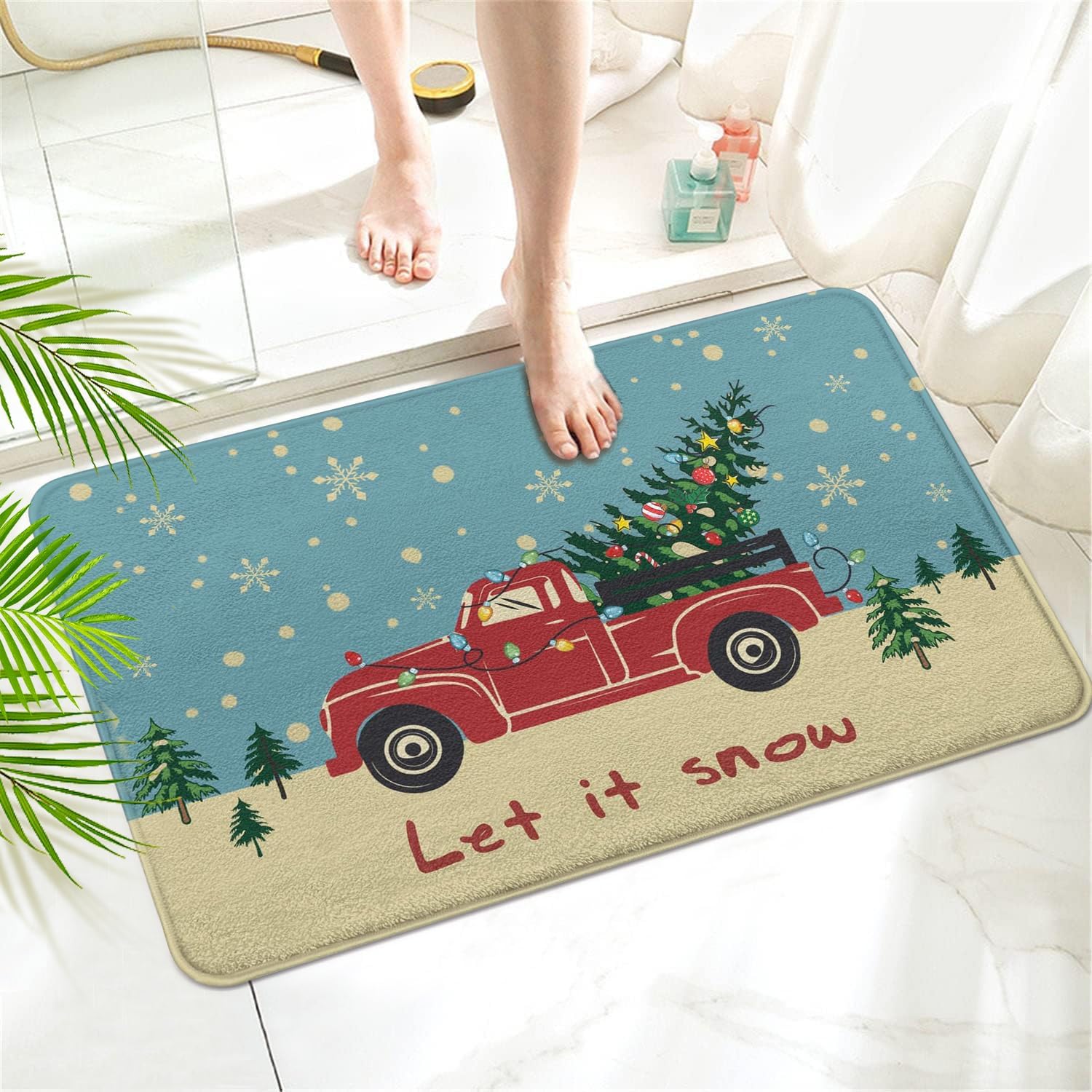 Twyt decor Christmas Bath mat, Cute Bathroom mat, Snowflake
