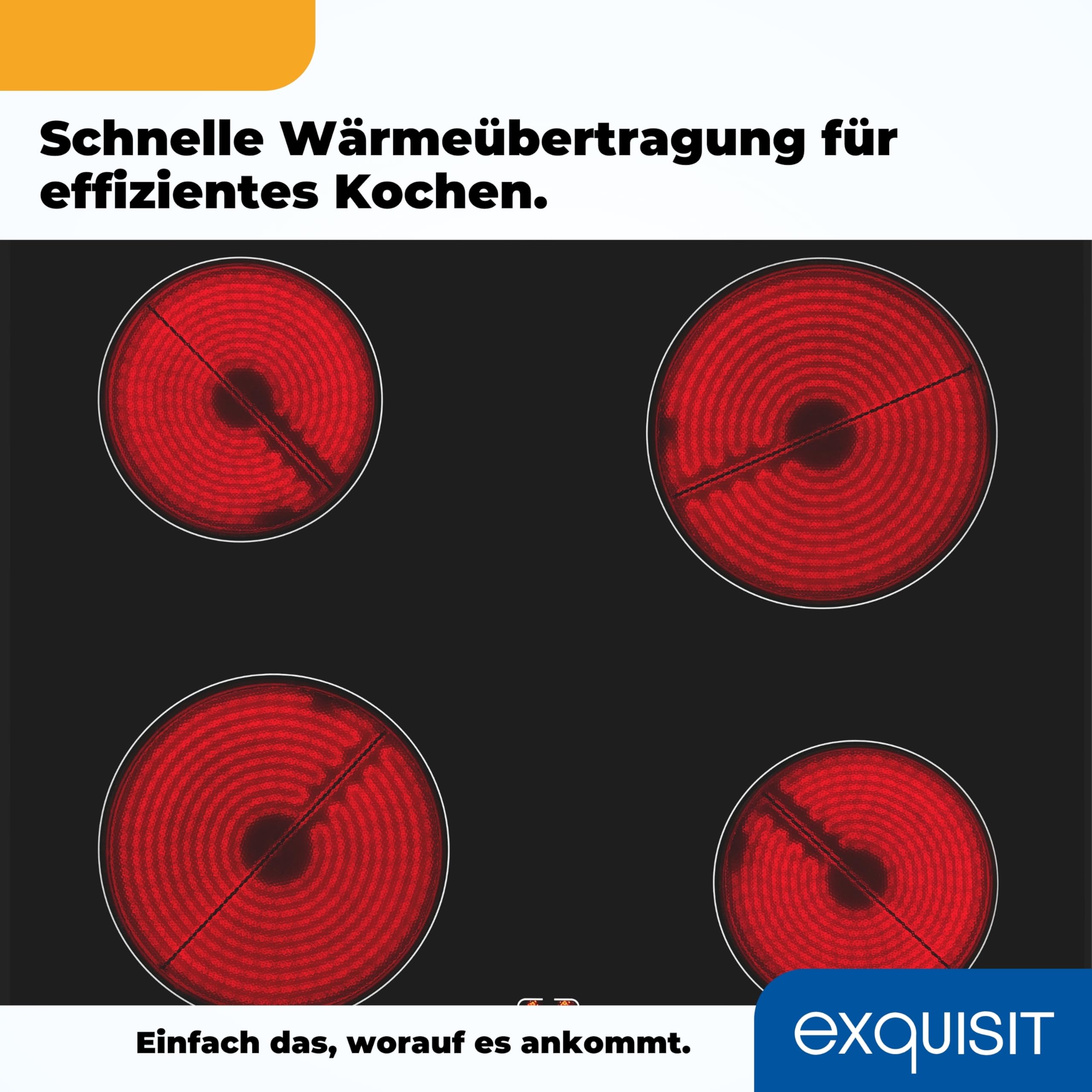 Exquisit Herd-Set EHE256-U-020-Set schwarz | EEK: A | 59,0 l Garraum | Glaskeramik Kochfeld | Herd-Set 60 cm